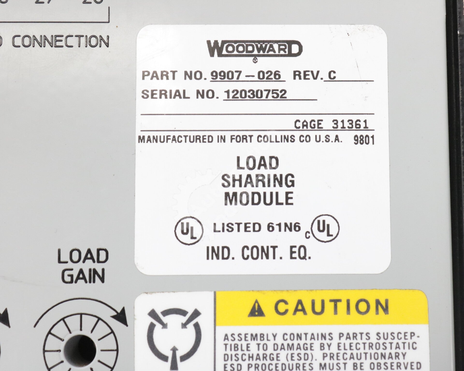 9907-026 By Woodward Load Sharing Module