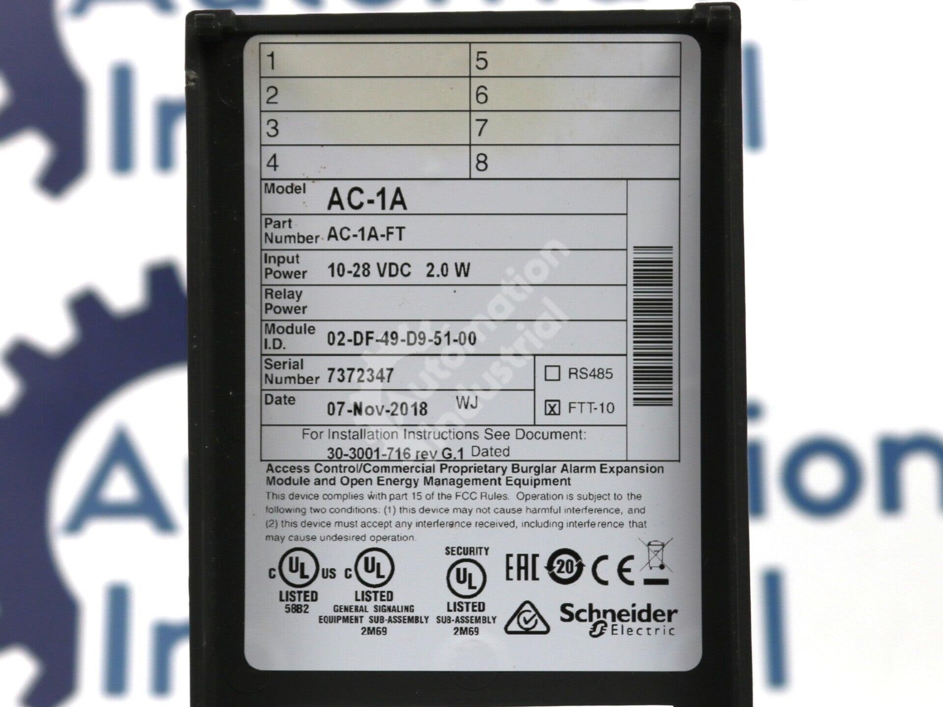 AC-1A-FT By Schneider Electric AC-1A 10-28VDC Door Access Control Module
