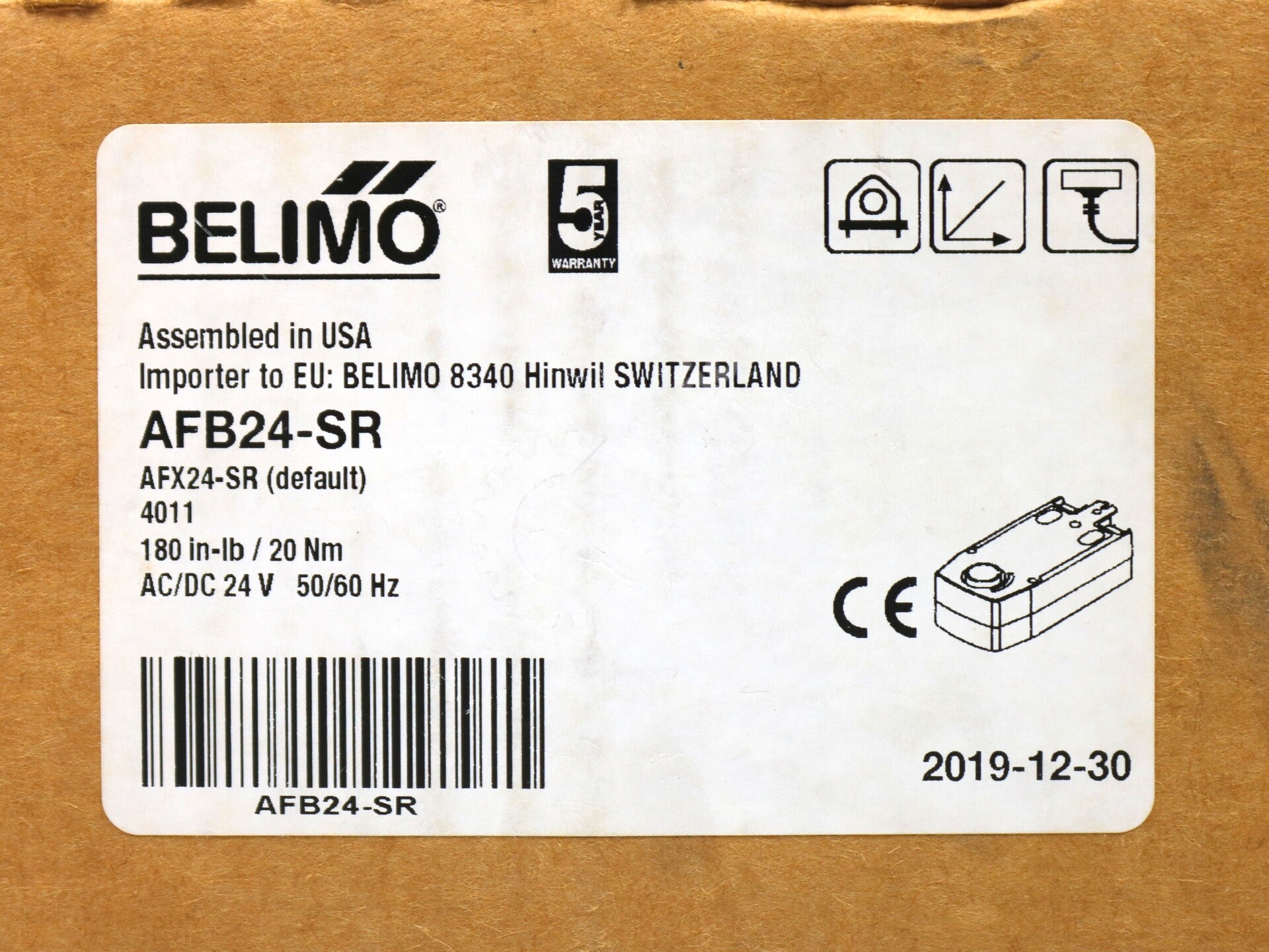 AFB24-SR By Belimo 20Nm Spring Return Proportional Damper Actuator NSFP