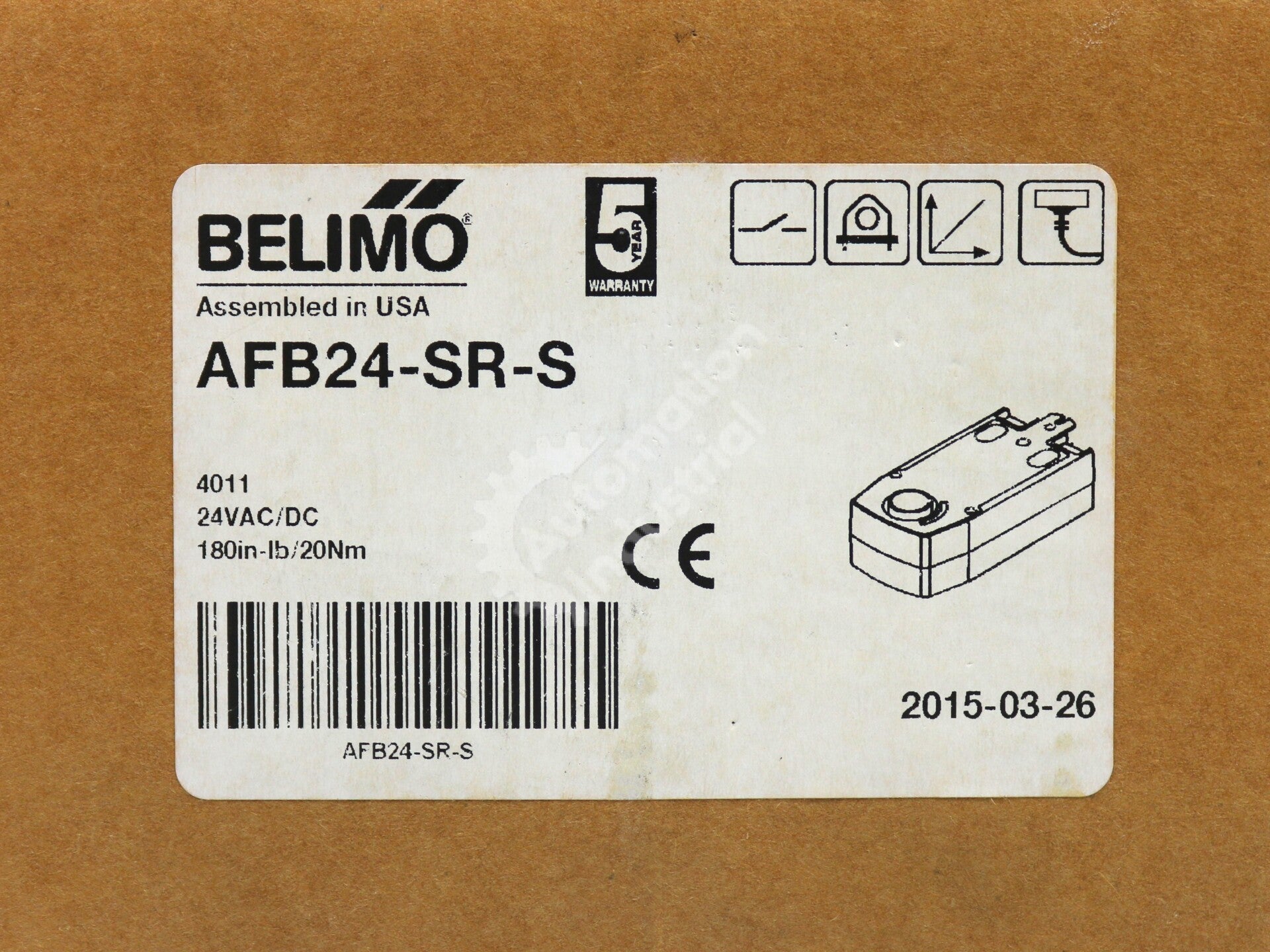 AFB24-SR-S By Belimo 20Nm Spring Return Damper Actuator w/ Aux Switch NSFP