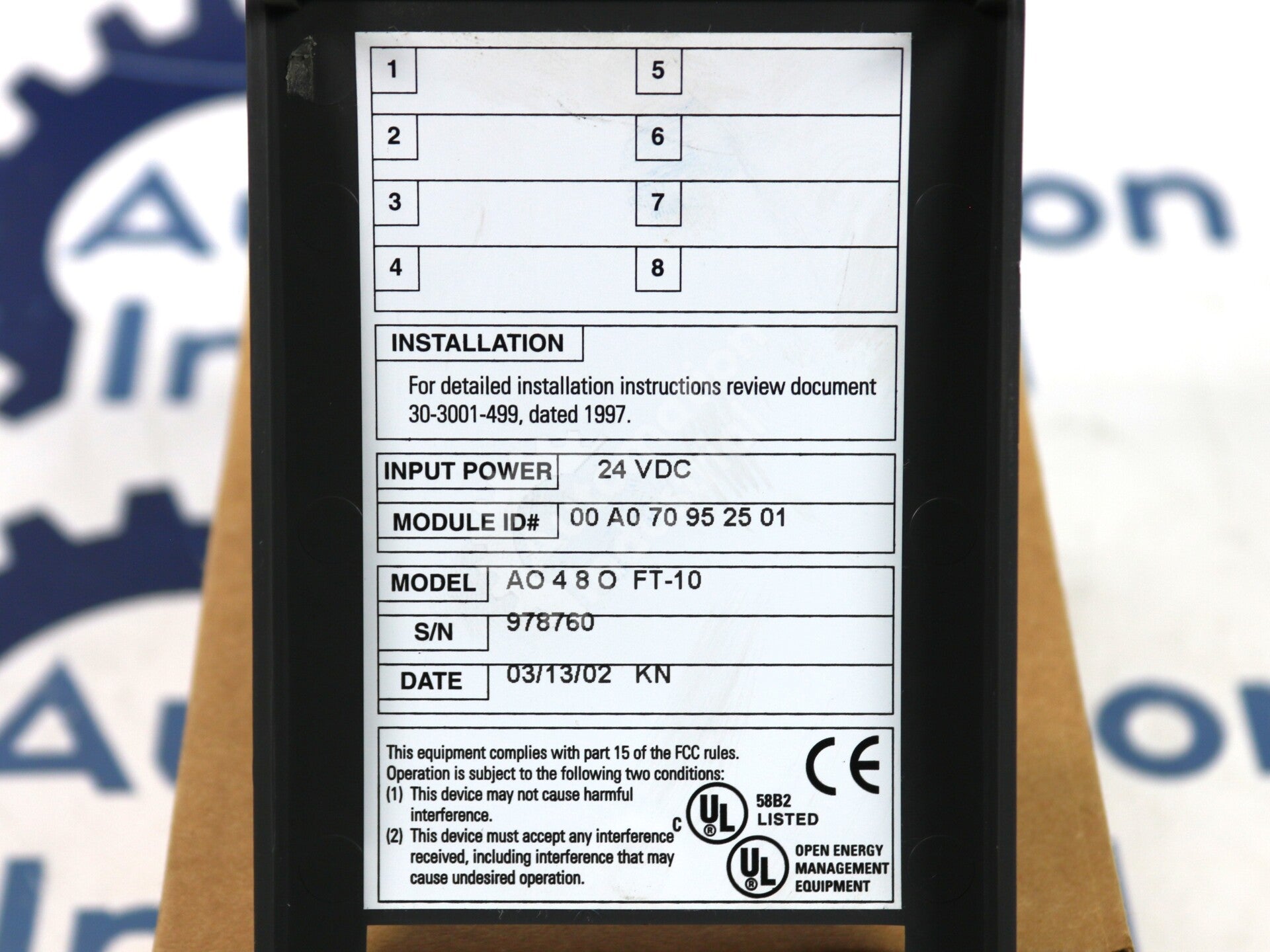 AO-4-8-O By Schneider Electric AO-4 8-Bit 4-Analog Output Module w/ Overrides