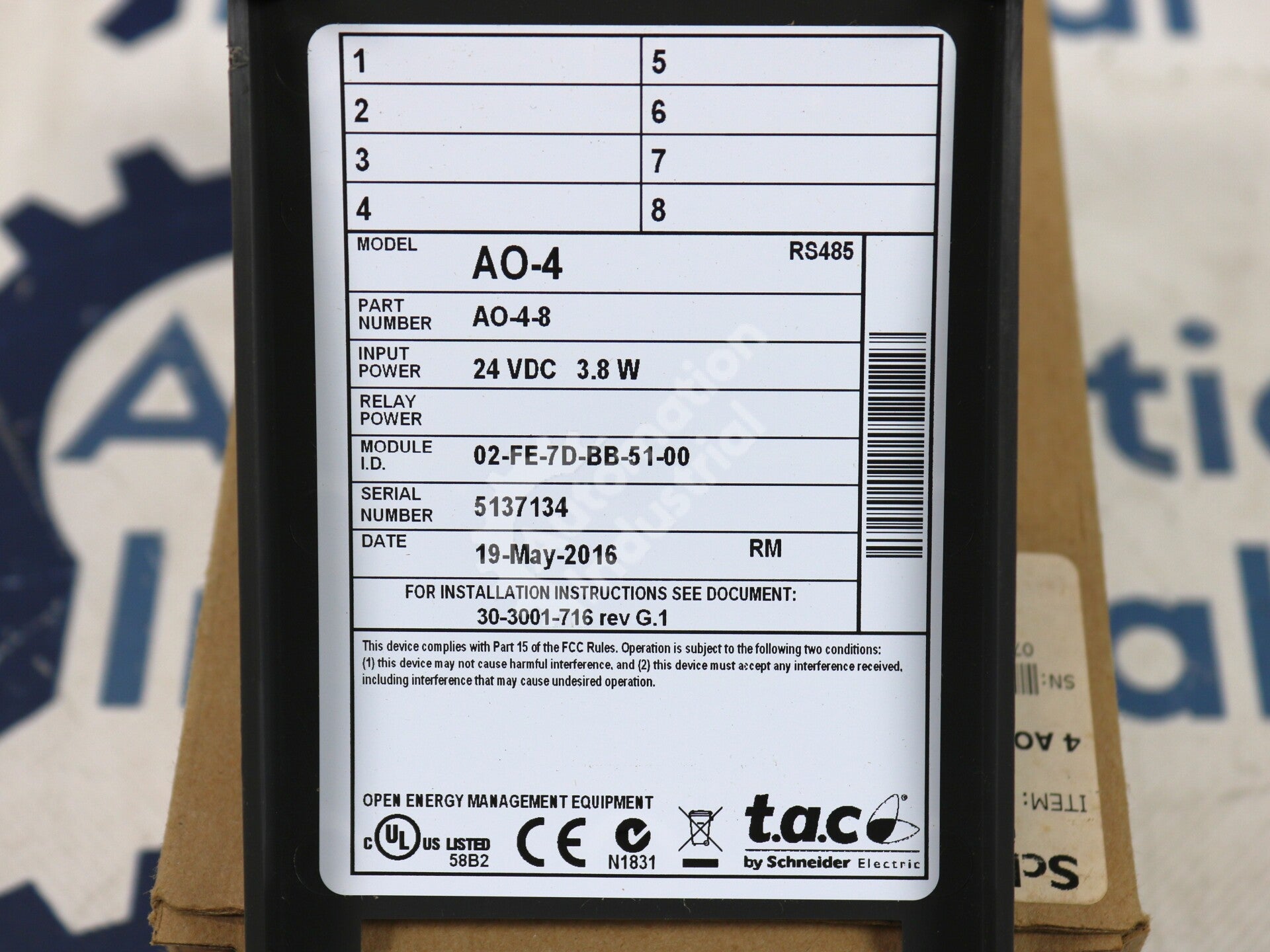 AO-4-8 By Schneider Electric AO-4 4-Analog Output Module NSFP