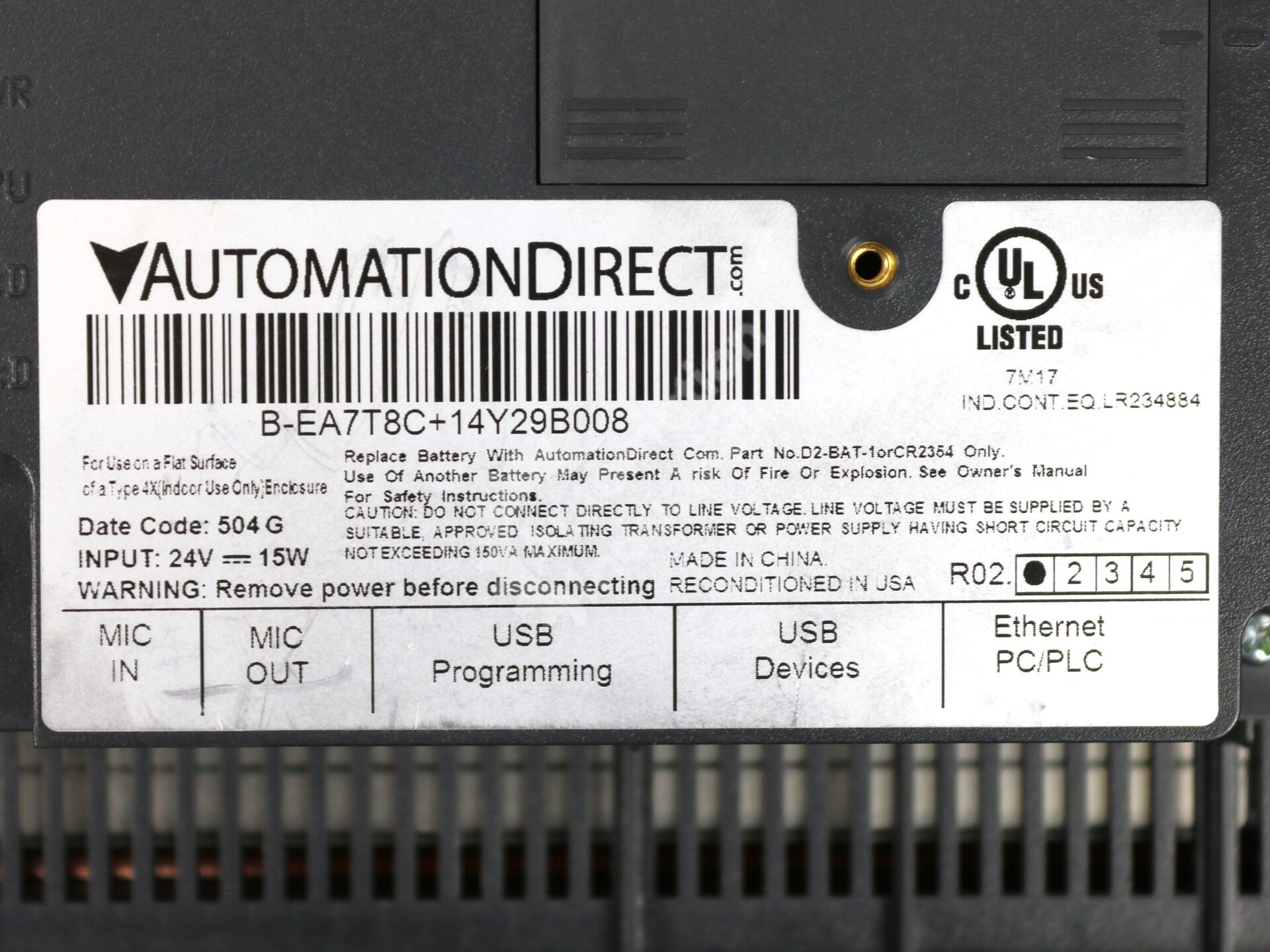 B-EA7T8C By Automation Direct 8In Touchscreen HMI