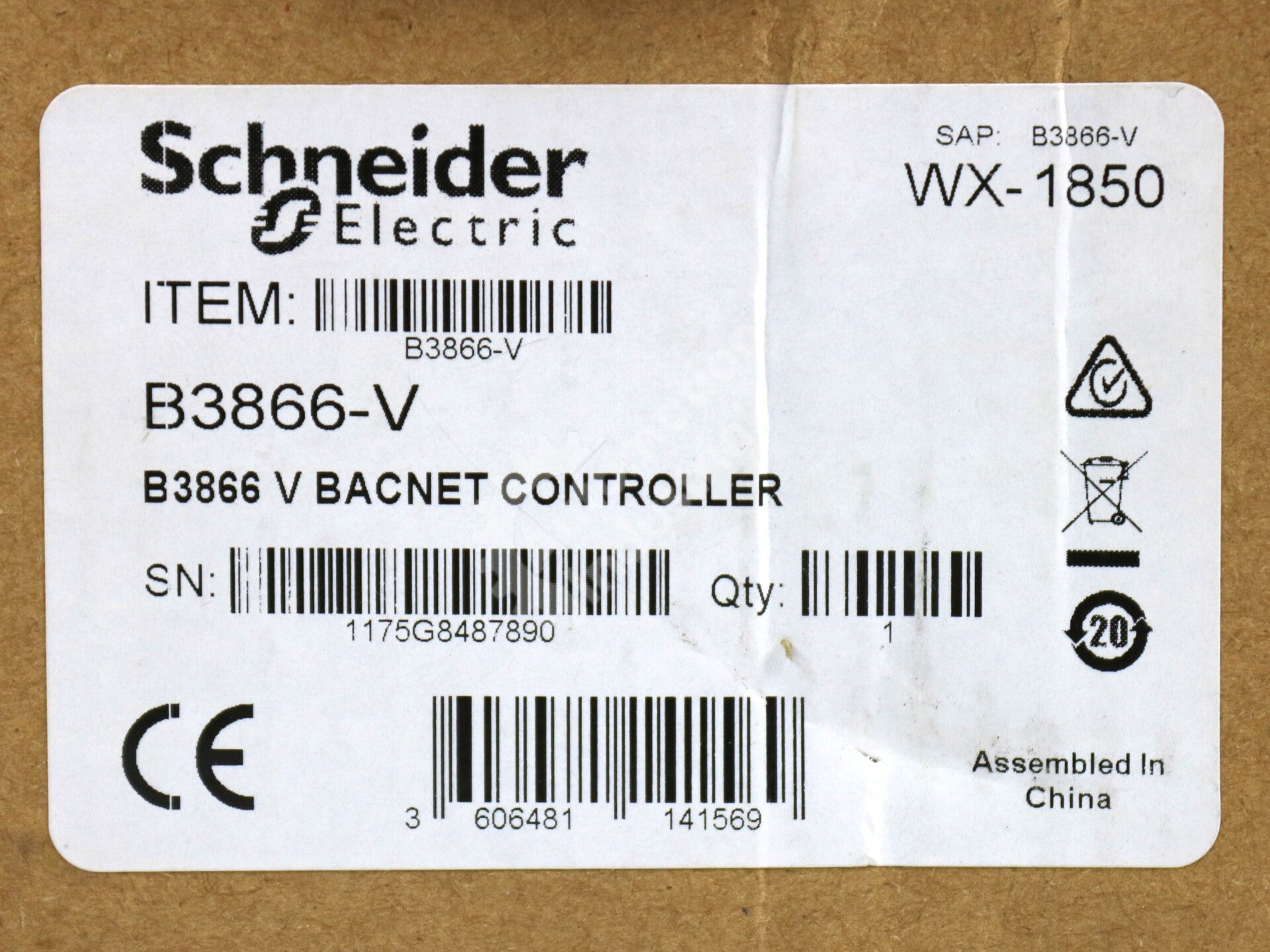 B3866-V By Schneider Electric BACnet Controller with Built-In Actuator NSFP