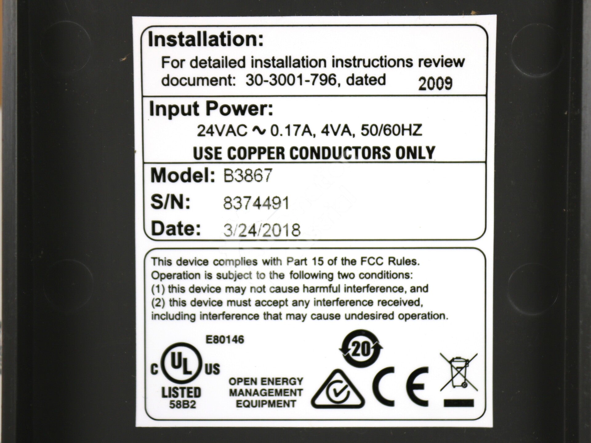 B3867 By Schneider Electric Compact BACnet Control Terminal NSFP