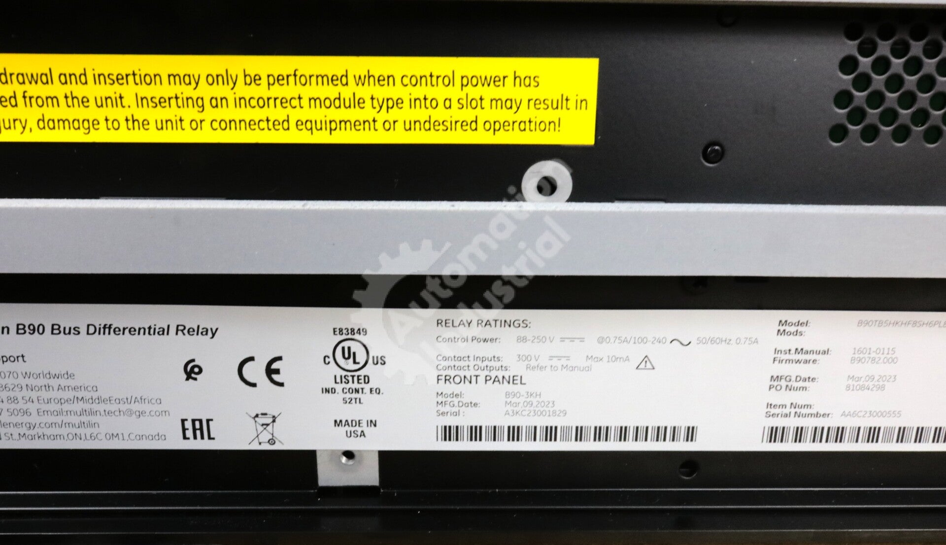 B90-3KH By GE Multilin B90 Bus Differential Relay NSFP (Case)