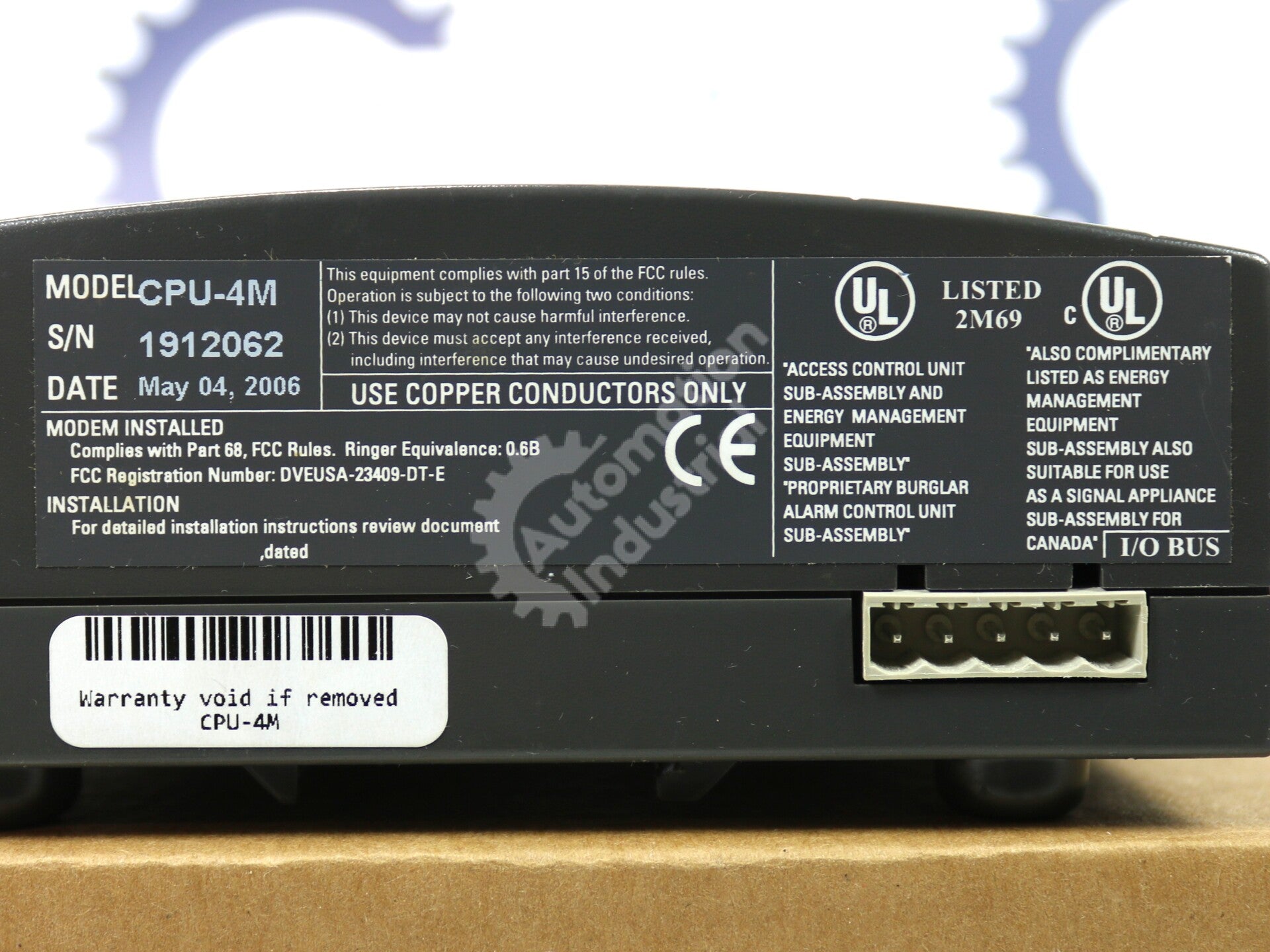 CPU-4M By Schneider Electric 4MB DRAM NetController Central Processing Unit
