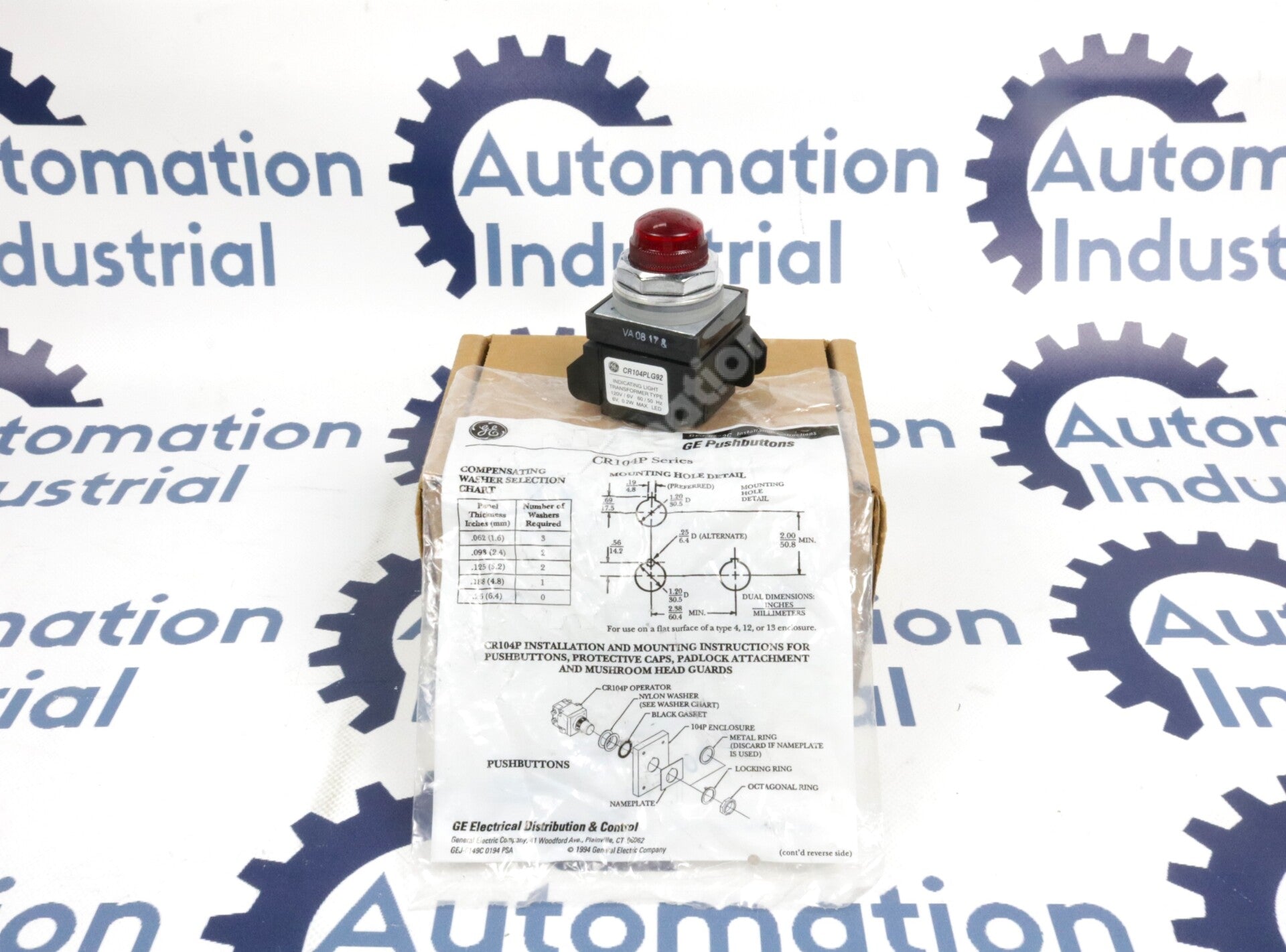 CR104PLG92R By General Electric 120V Red Indicating Light NSNB