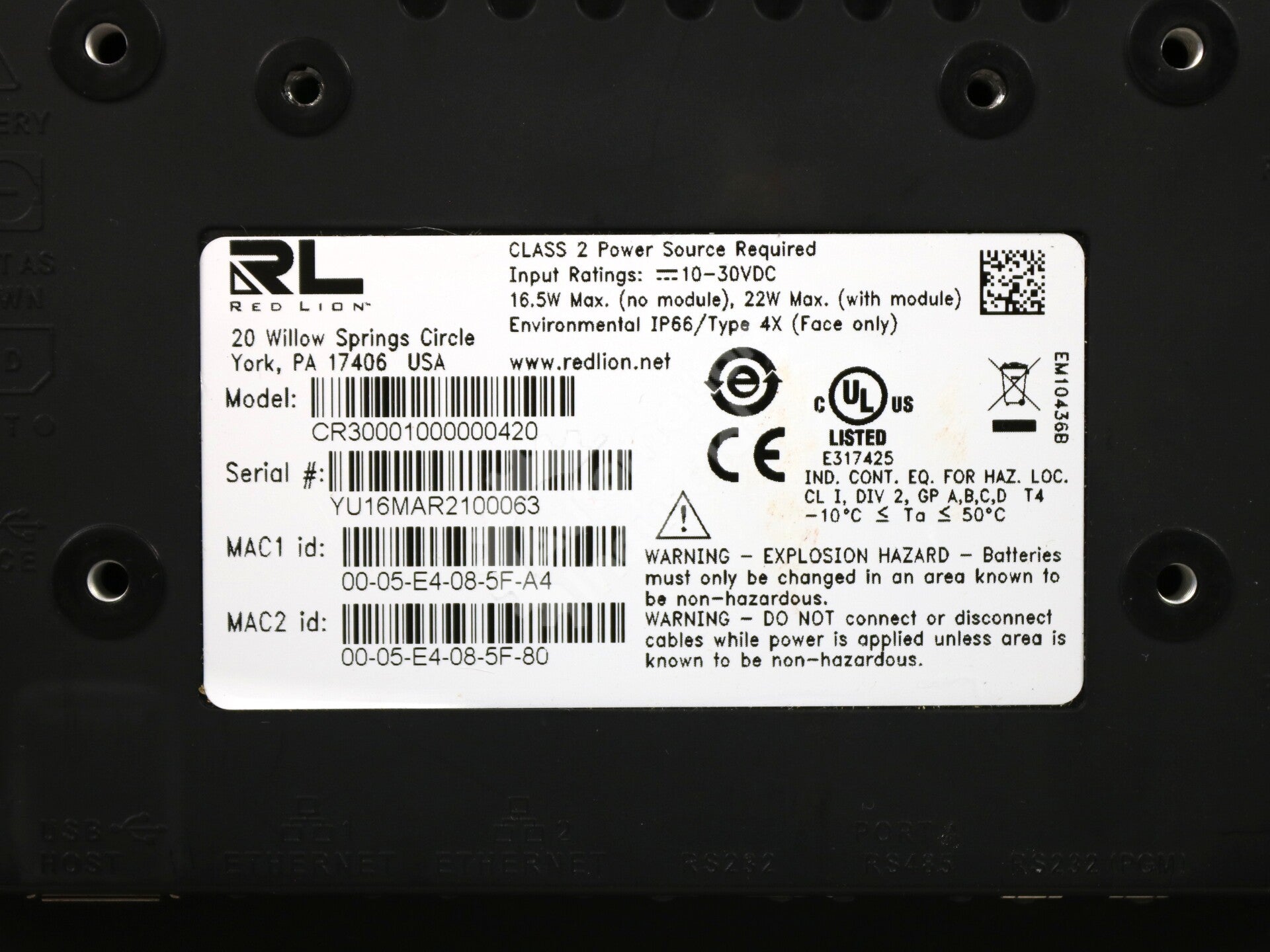 CR30001000000420 By Red Lion 10.4In Color Touchscreen HMI NSFP