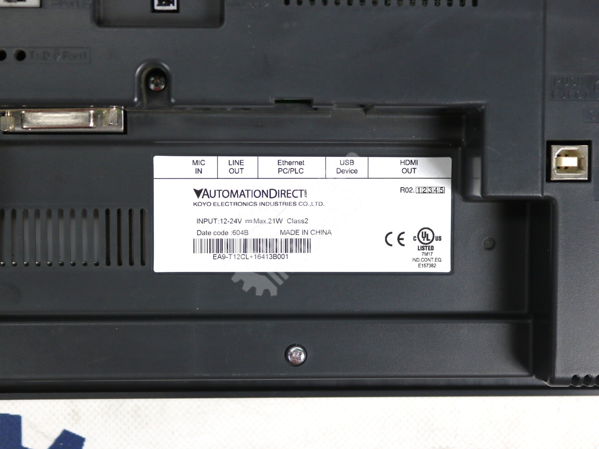 EA9-T12CL By Automation Direct 12 Inch 24VDC Color TFT LCD Touch Screen HMI