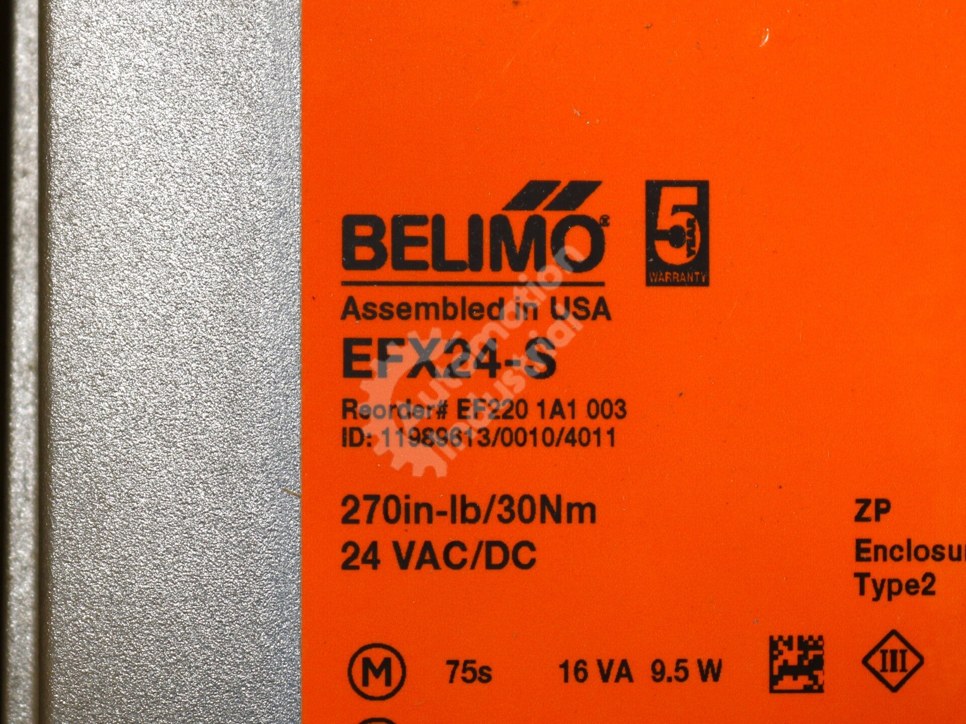 EFX24-S By Belimo 270in-lb 30Nm Spring Return Damper Actuator NSFP