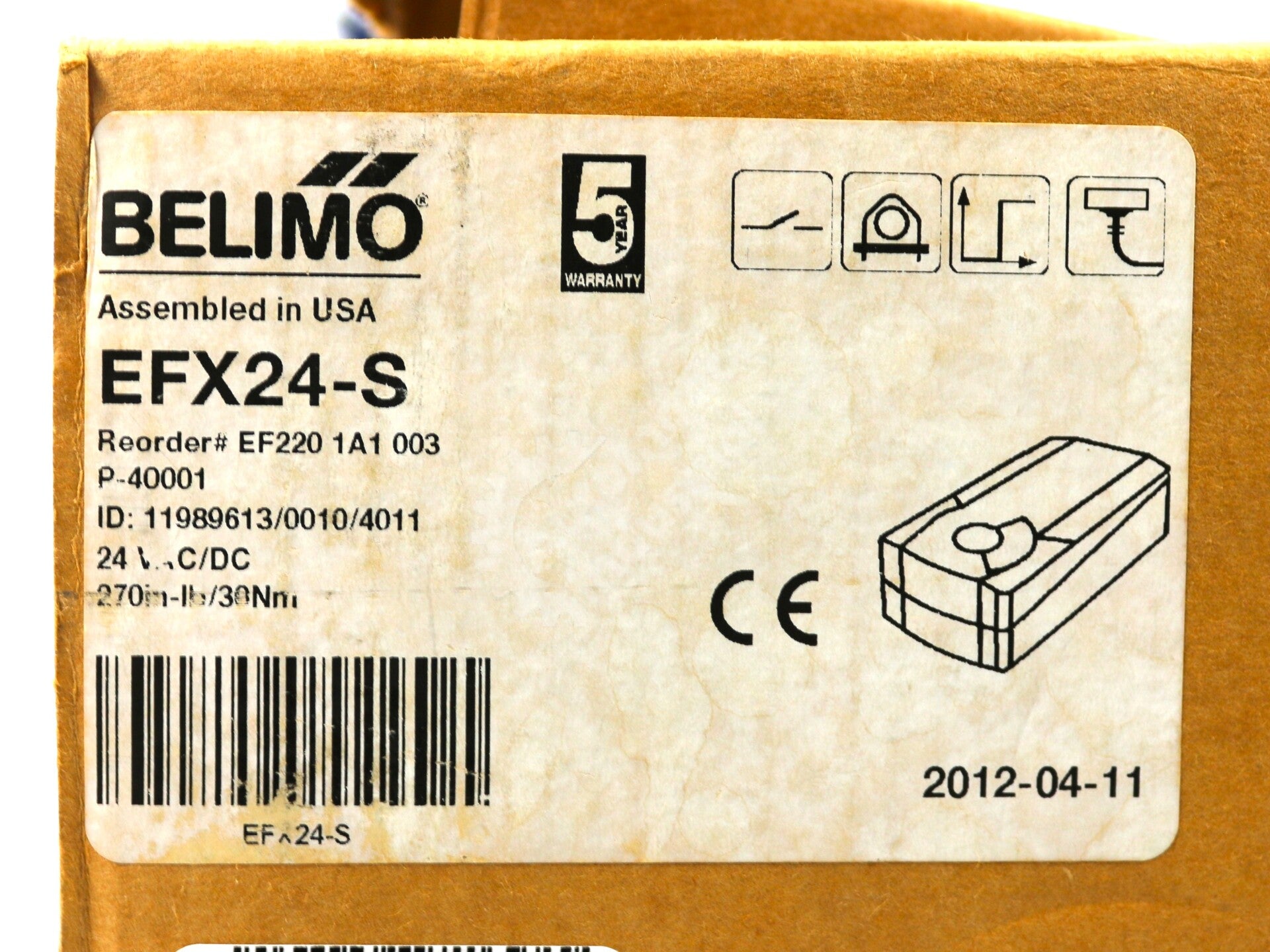 EFX24-S By Belimo 270in-lb 30Nm Spring Return Damper Actuator NSFP