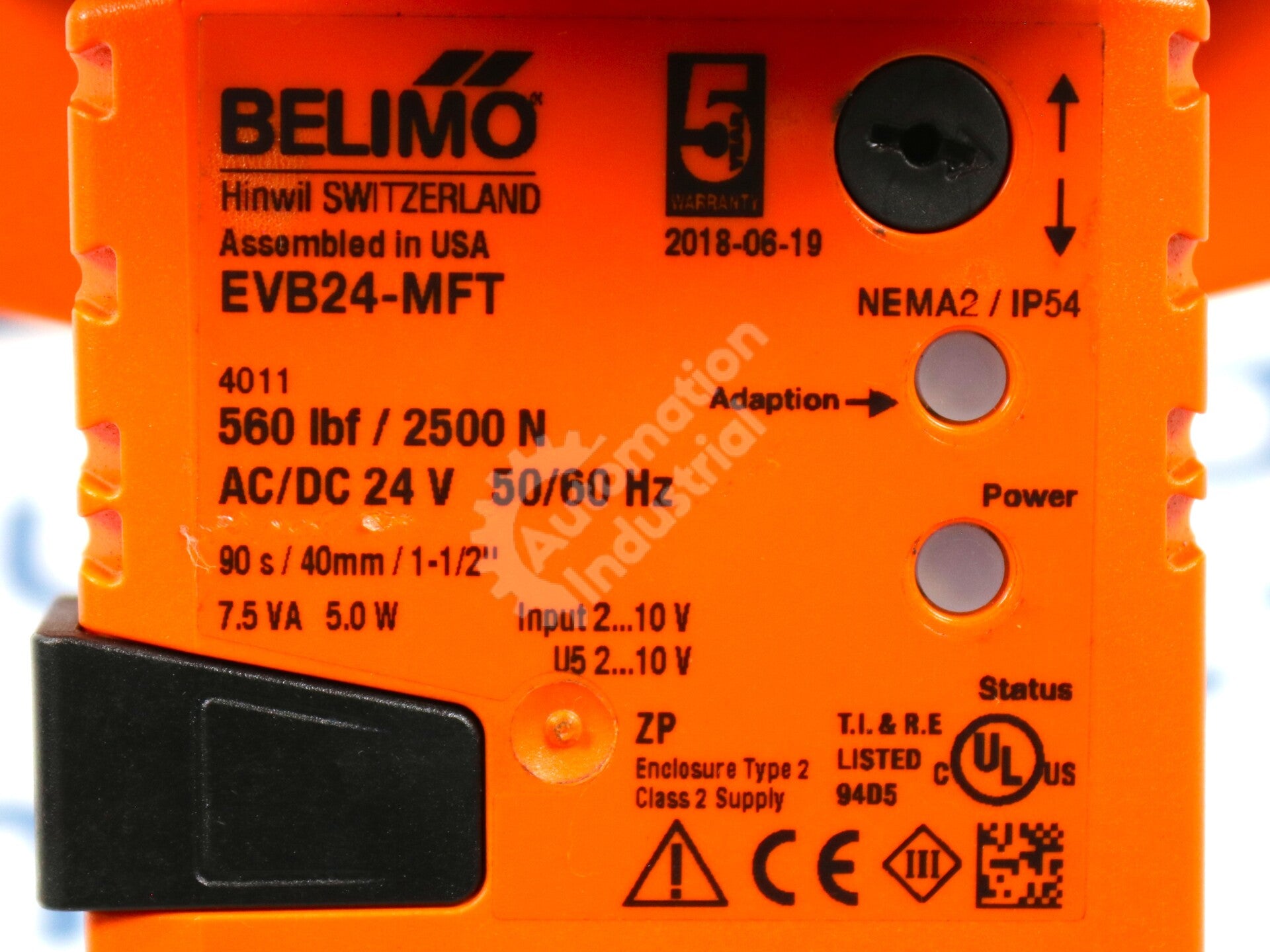 EVB24-MFT By Belimo 560lbf 24V AC/DC Globe Valve Actuator