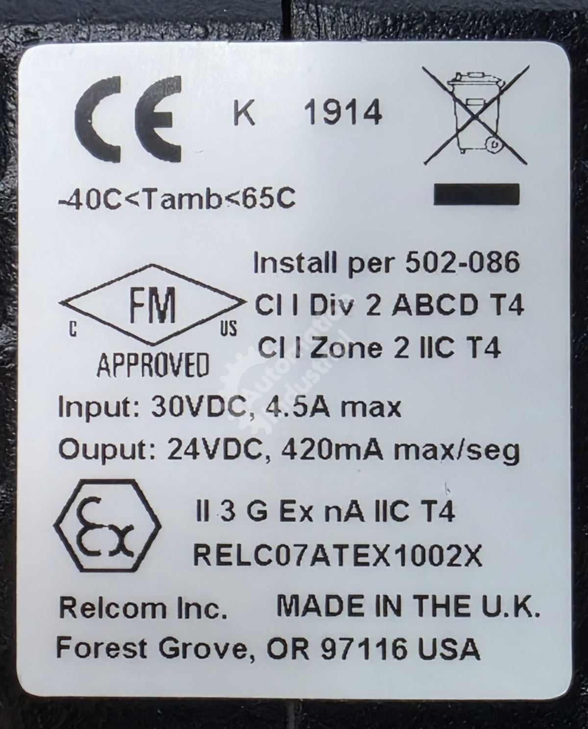 F801 By Relcom 8 Segment Fieldbus Power Module NNB