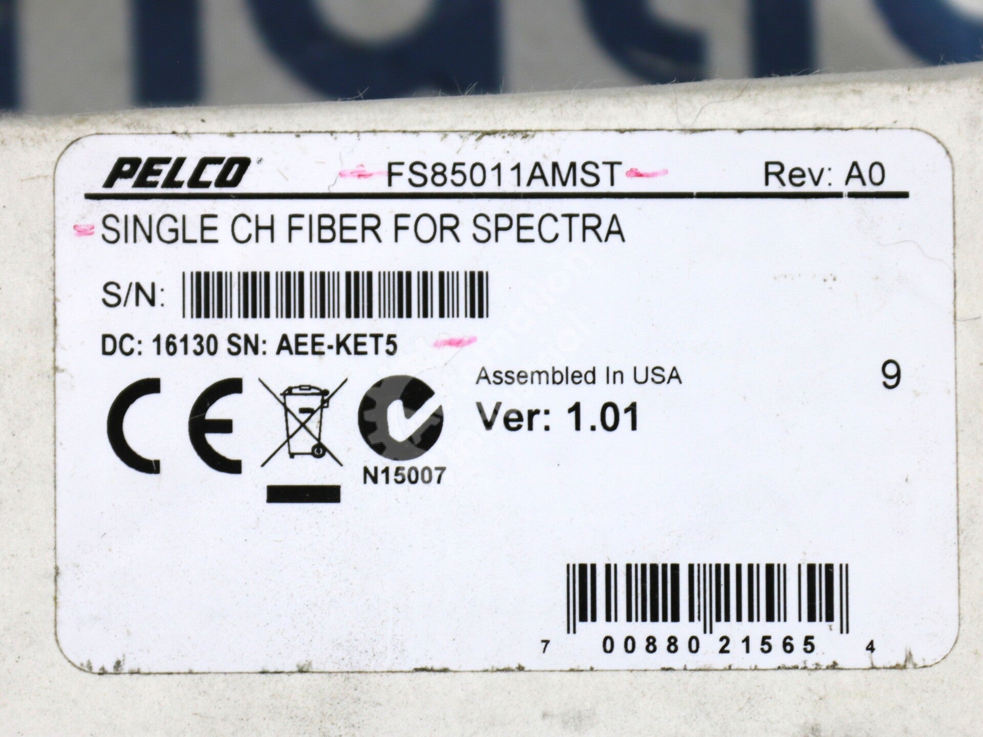 FS85011AMST By Pelco Single-Channel Digitally Encoded Fiber Transmitter NSFP