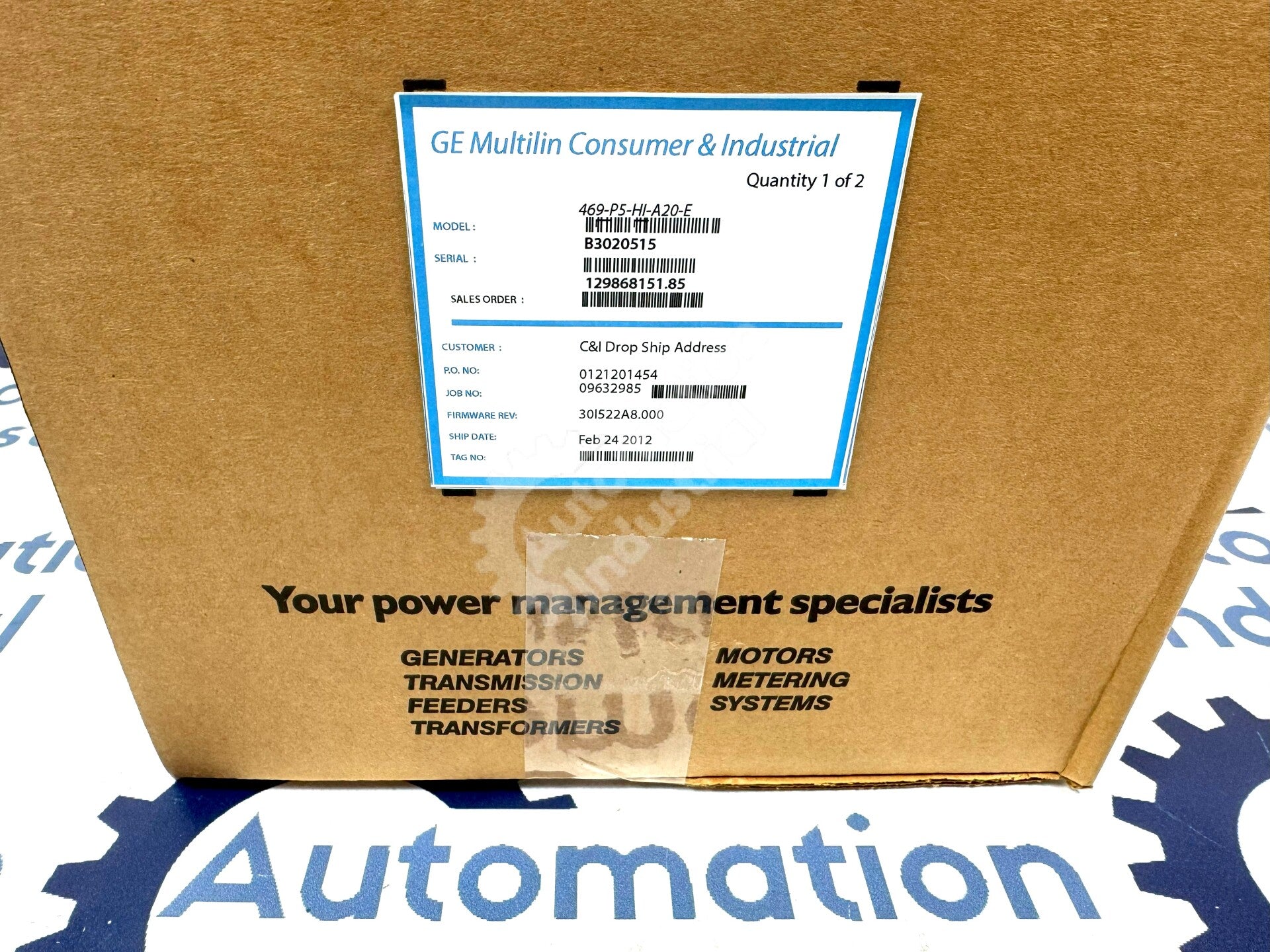 GE Multilin 469-P5-HI-A20-E Motor Management Relay
