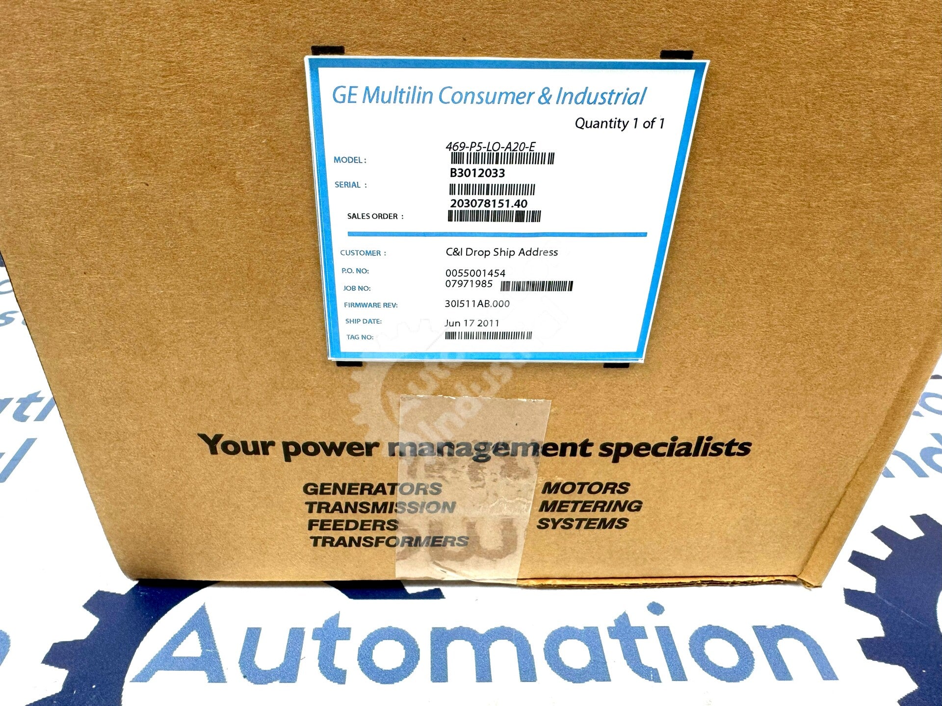 GE Multilin 469-P5-LO-A20-E Motor Management Relay