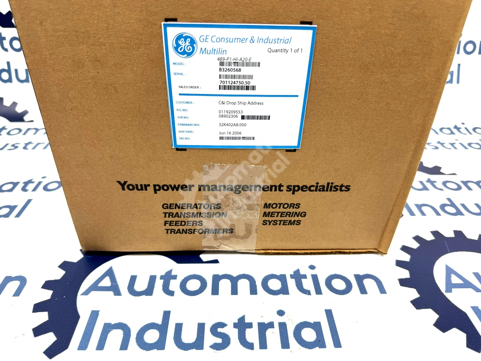 GE Multilin 489-P1-HI-A20-E Generator Management Relay