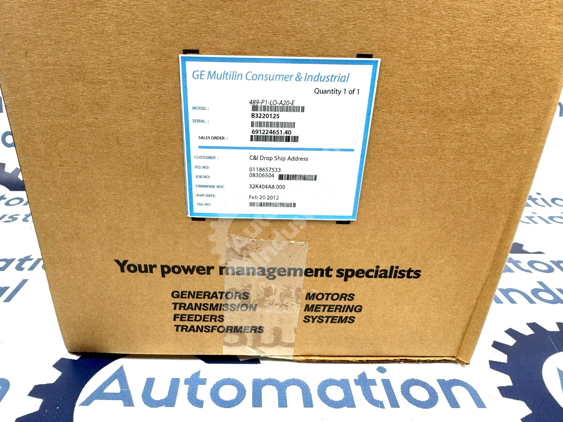 GE Multilin 489-P1-LO-A20-E Generator Management Relay