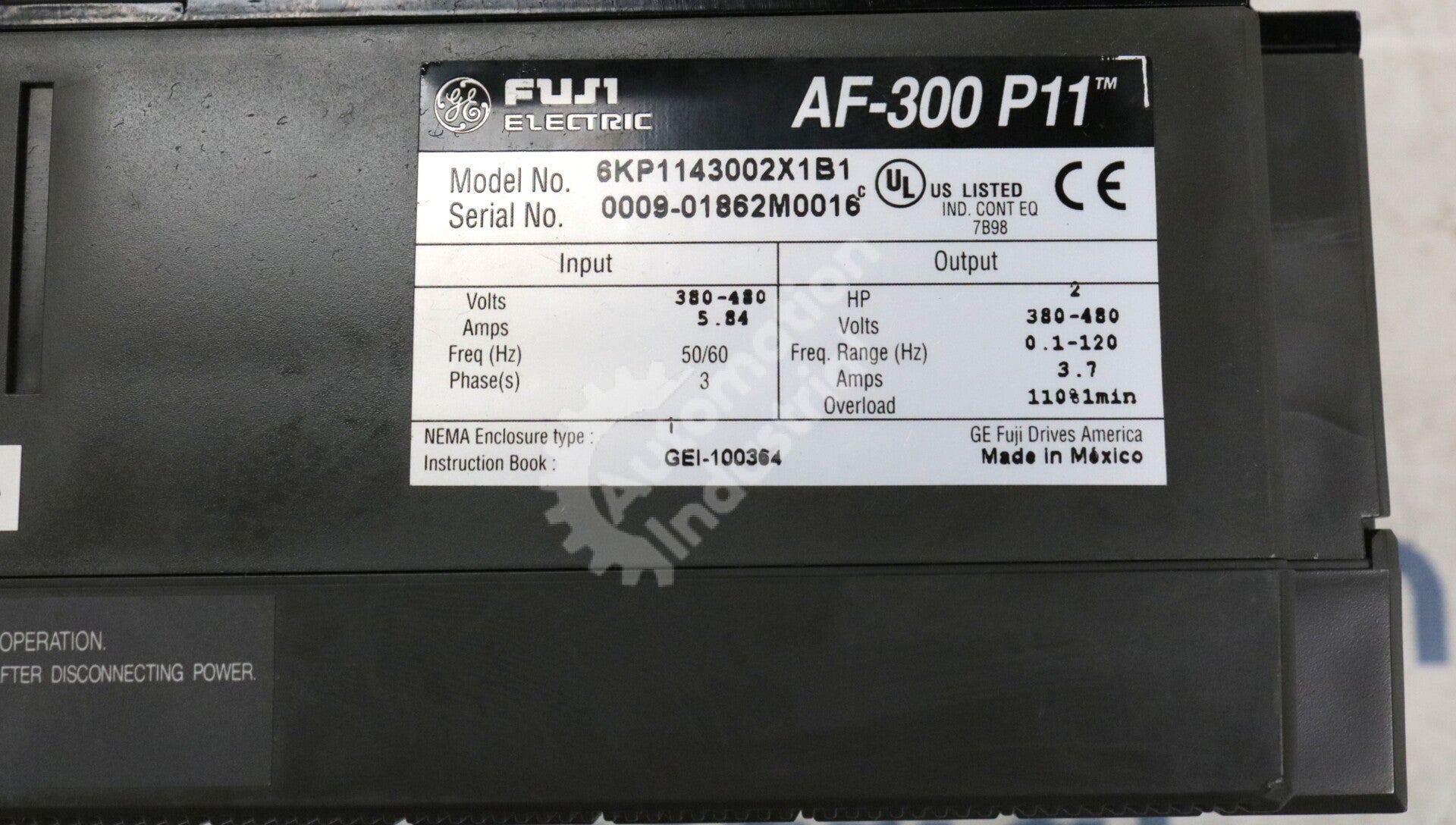 6KP1143002X1B1 By GE Fuji 2HP 380-480V AF-300 P11 AC Drive