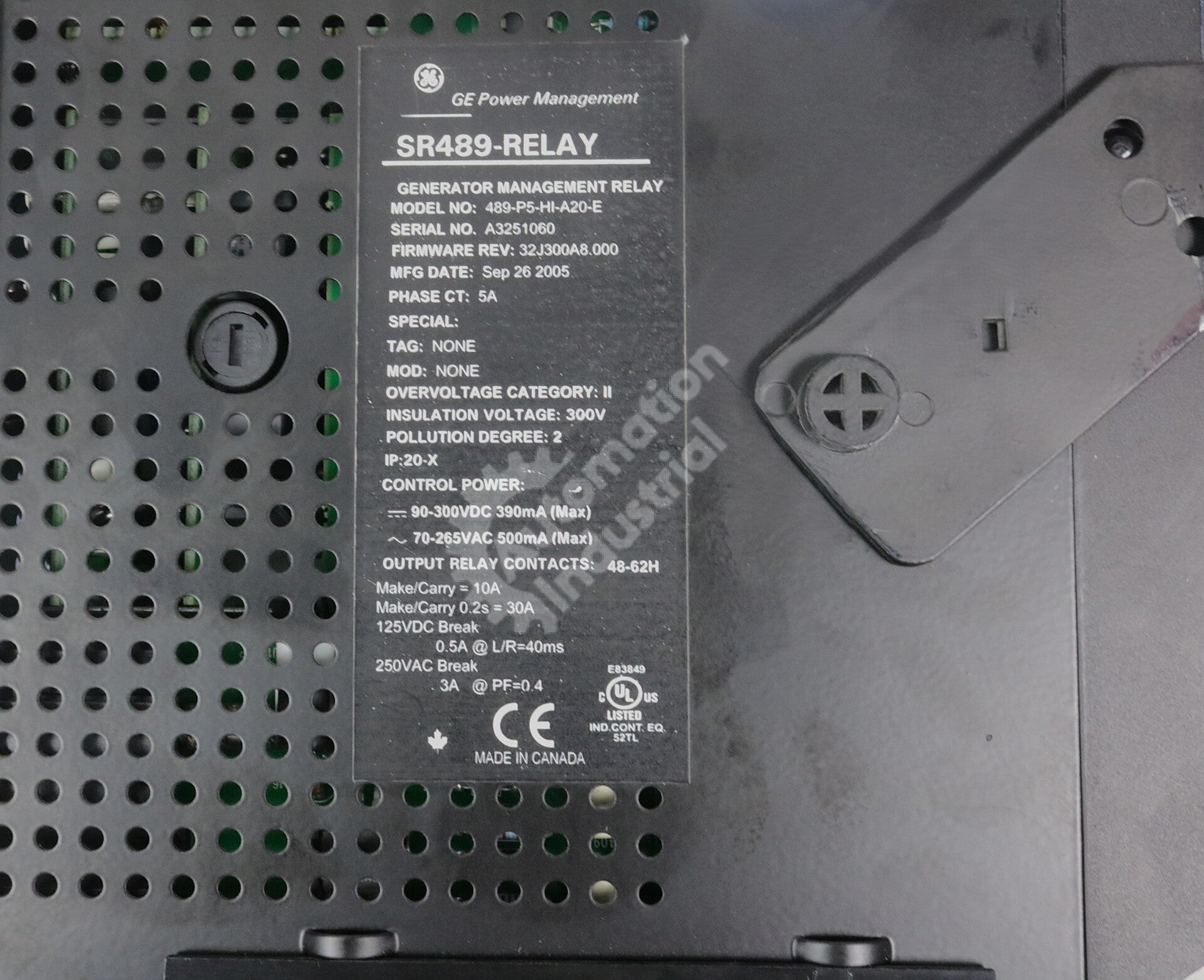 489-P5-HI-A20-E By GE Multilin 90-300VDC Generator Management Relay NSFP