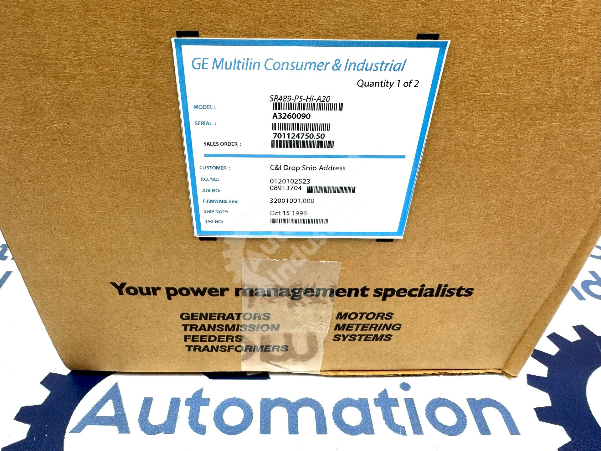 GE Multilin 489-P5-HI-A20 Generator Management Relay