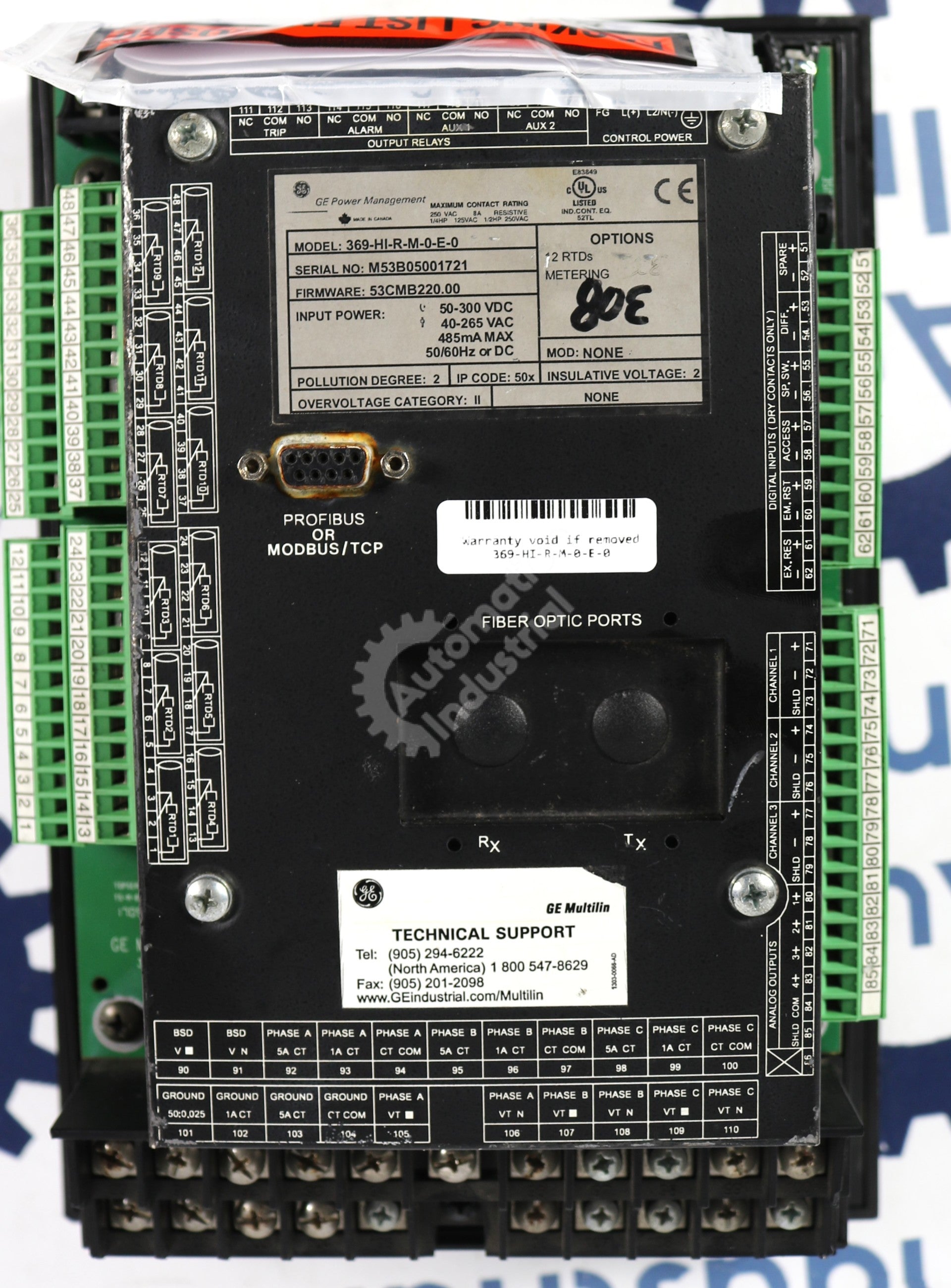 369-HI-R-M-0-E-0 by GE Multilin  Motor Protection Relay