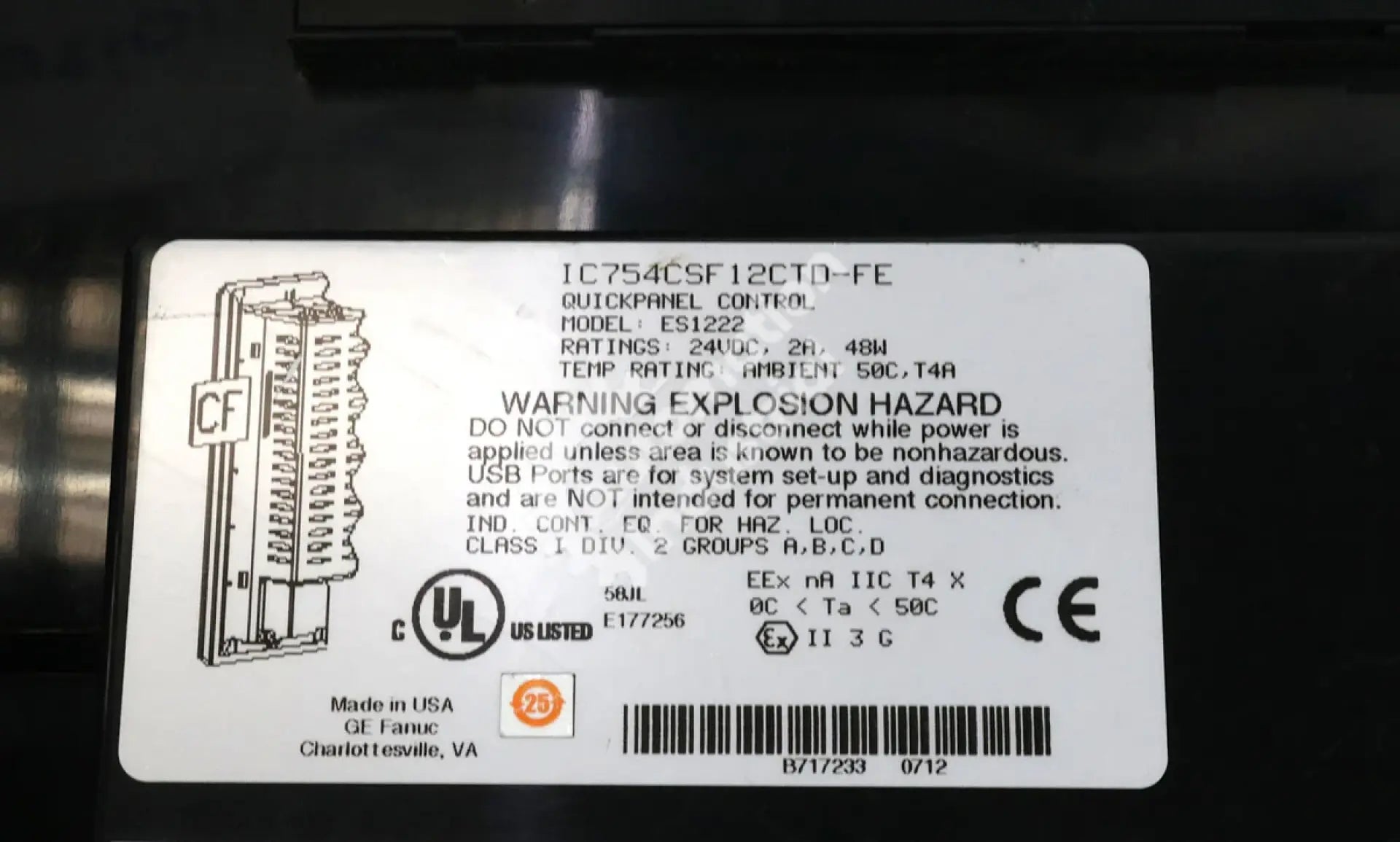 IC754CSF12CTD-FE By General Electric ES1222 24VDC 12In Color QuickPanel View HMI