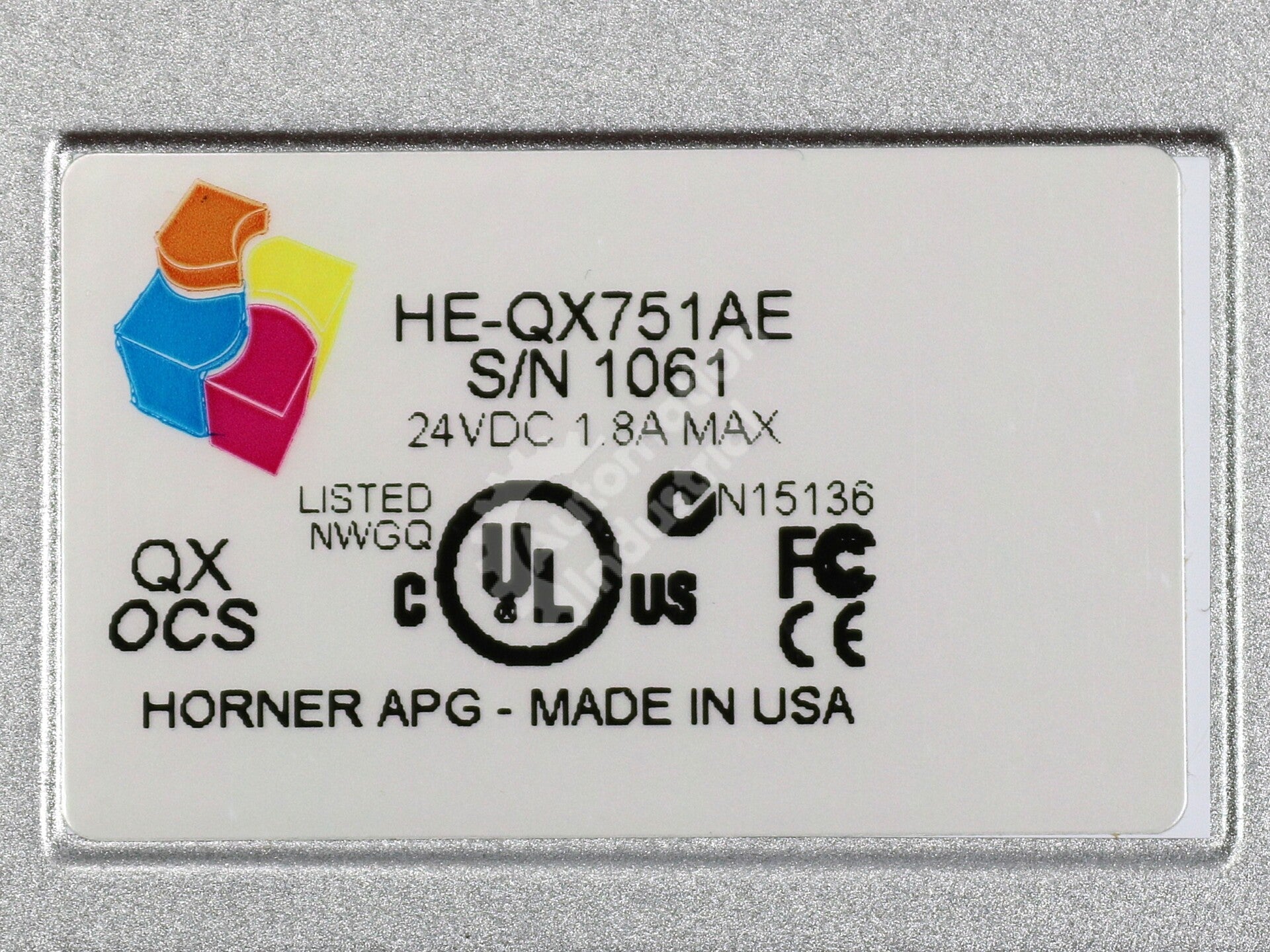 HE-QX751 By Horner Electric HE-QX751AE 15 Inch TFT Touchscreen Display NSFP