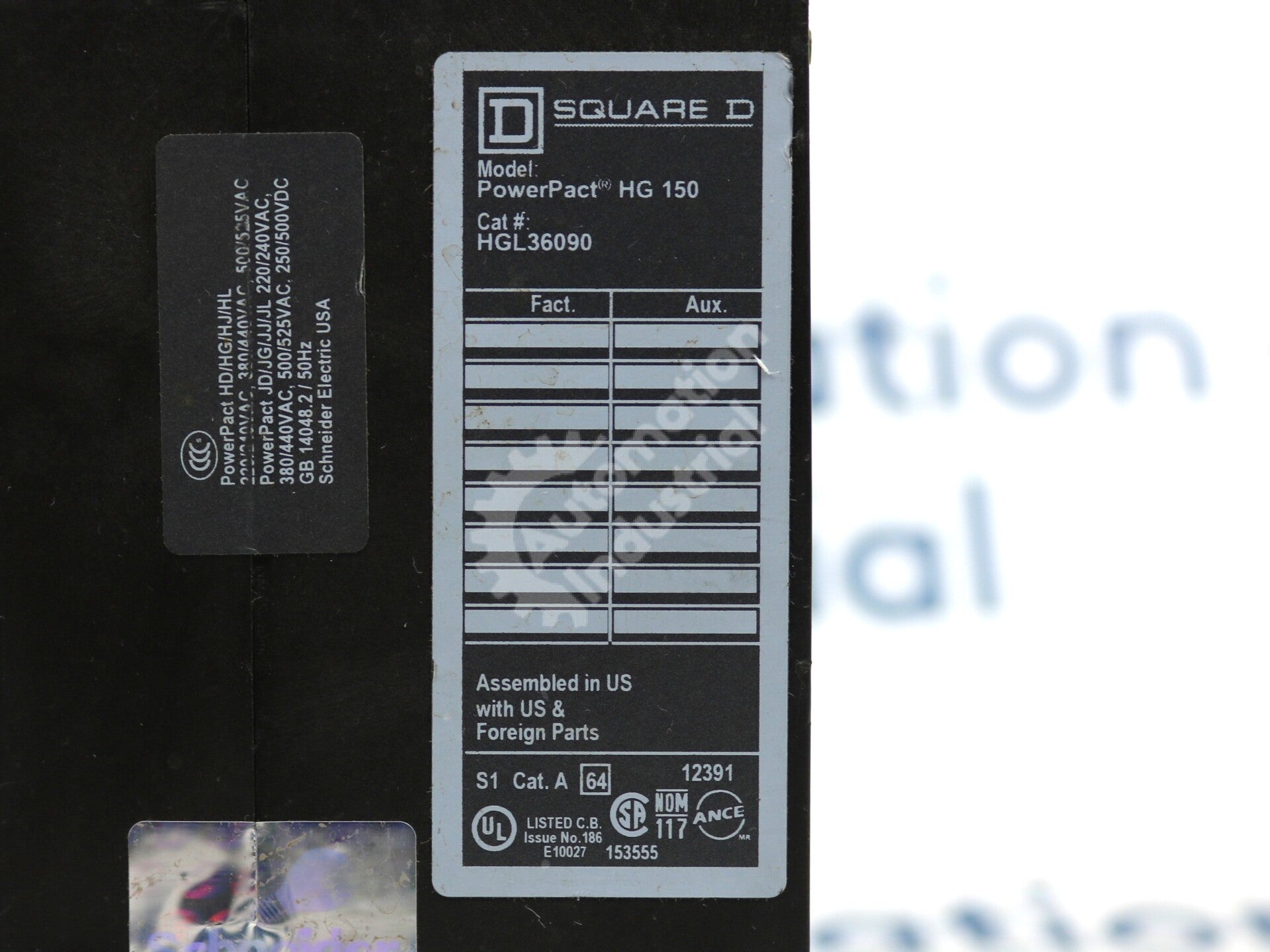 HGL36090 By Square D 3-Pole 90A 300VAC Molded Case Circuit Breaker