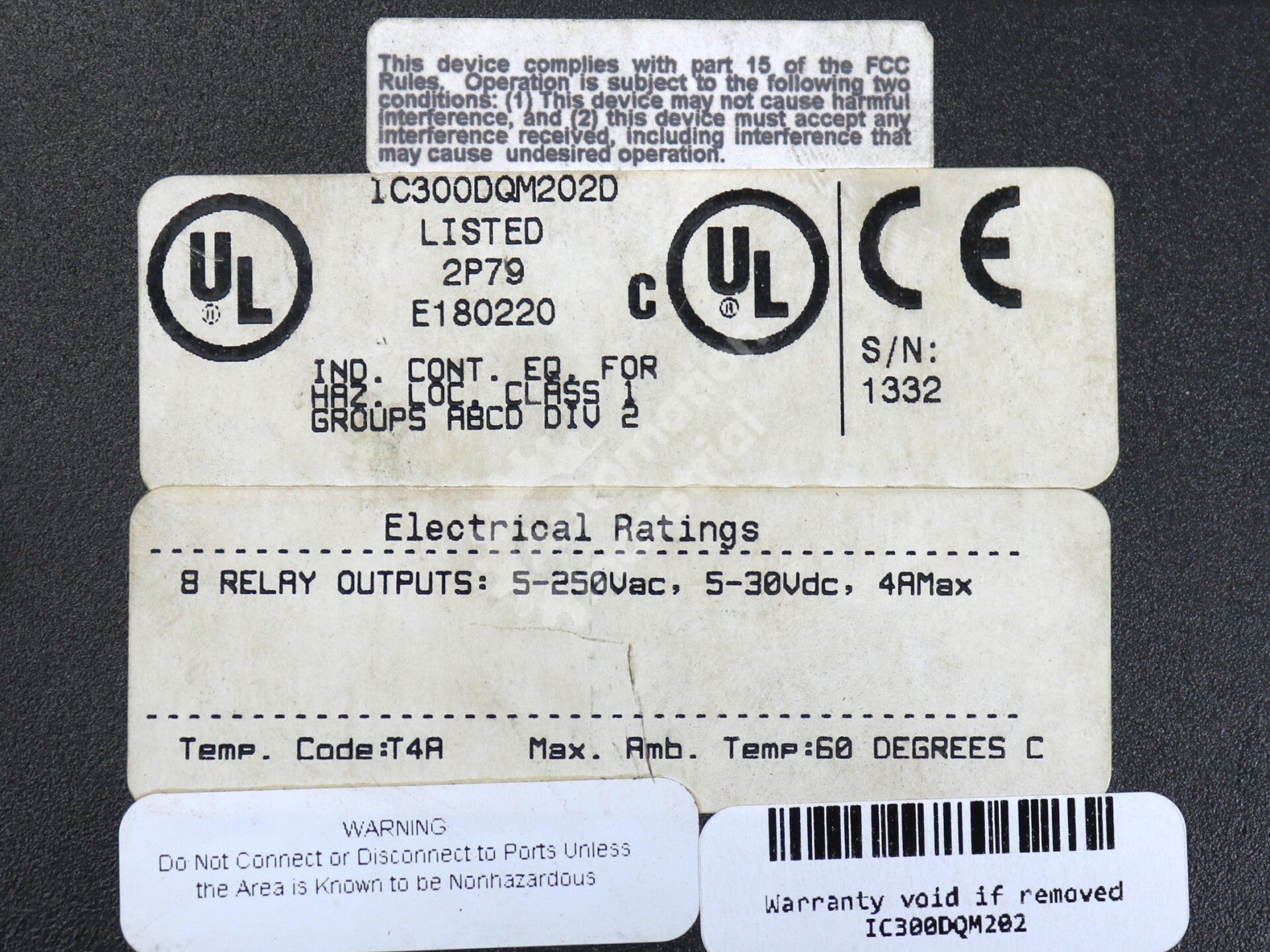 IC300DQM202 By General Electric IC300DQM202D 4A Max 8-Point Relay Output Module