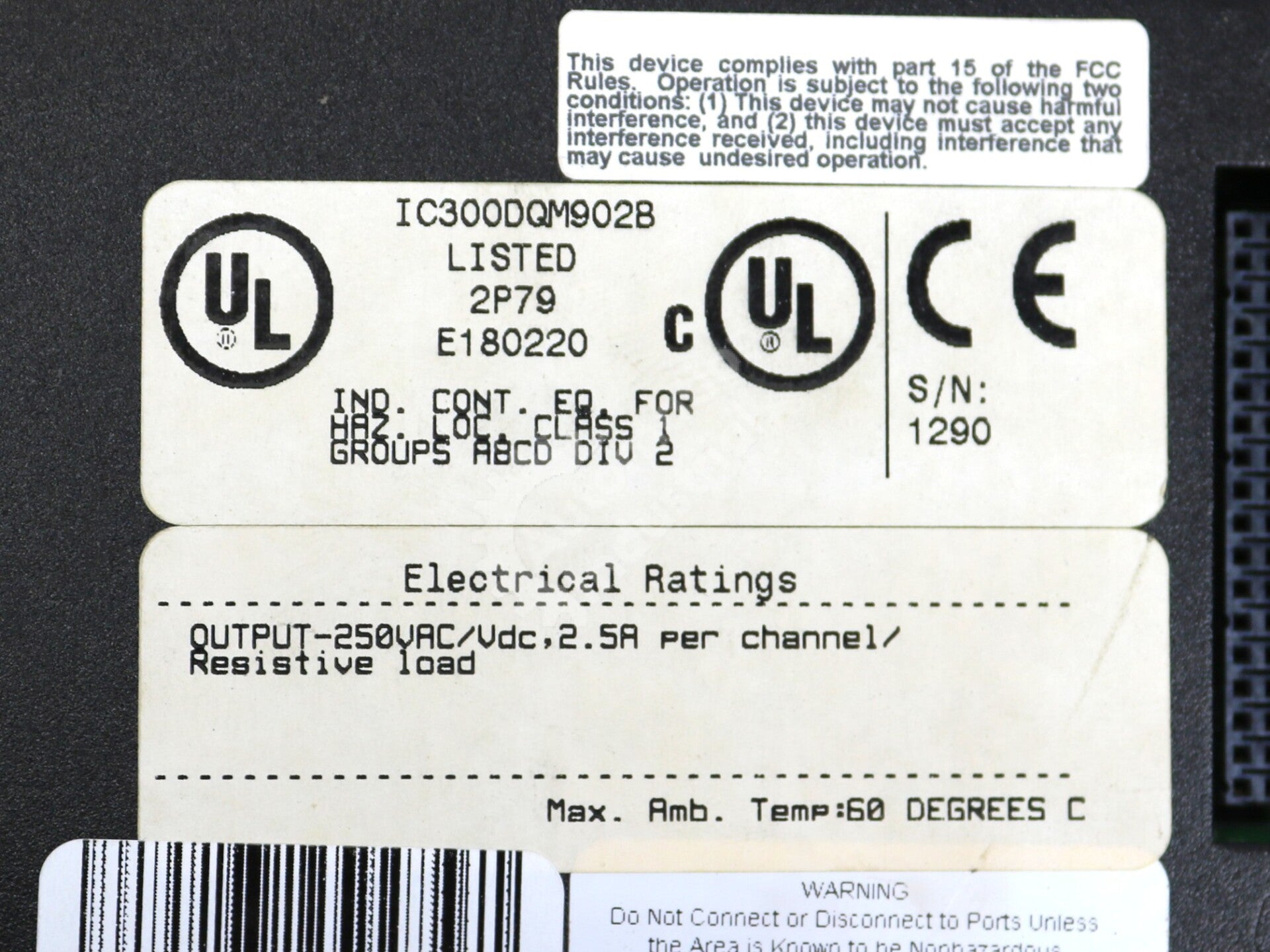 IC300DQM902 By General Electric IC300DQM902B 250VAC 20-Point Relay Output Module