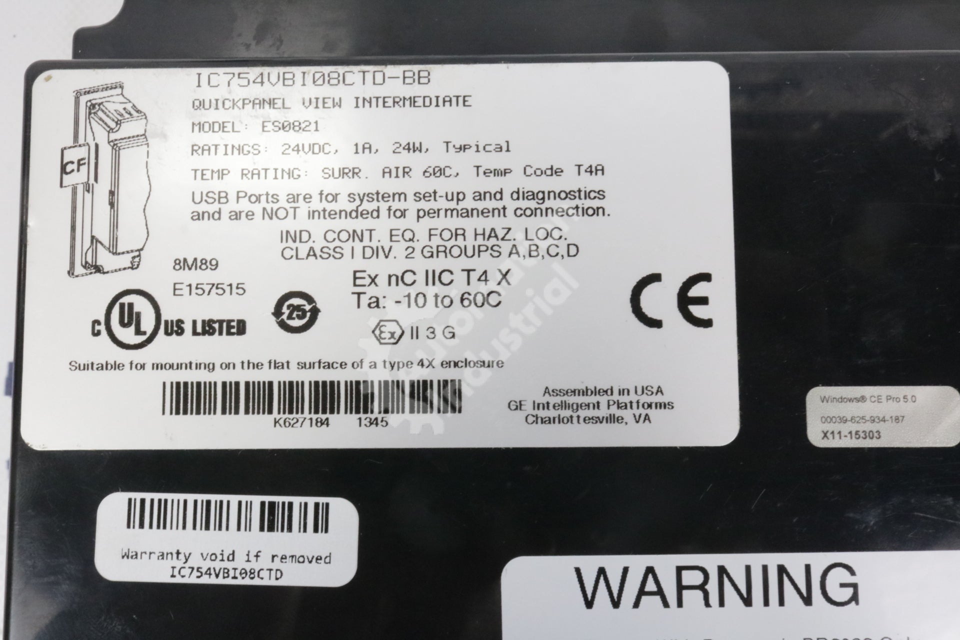 IC754VBI08CTD-BB By GE Fanuc ES0821 8In 24VDC Color QuickPanel View HMI NSNB