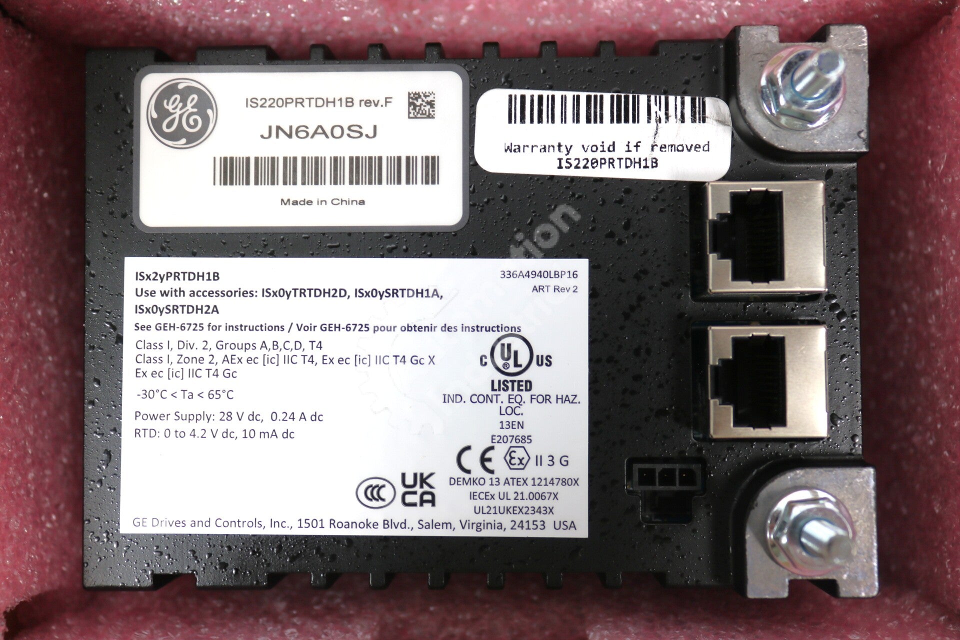 IS220PRTDH1B By General Electric RTD I/O Module New Surplus No Box