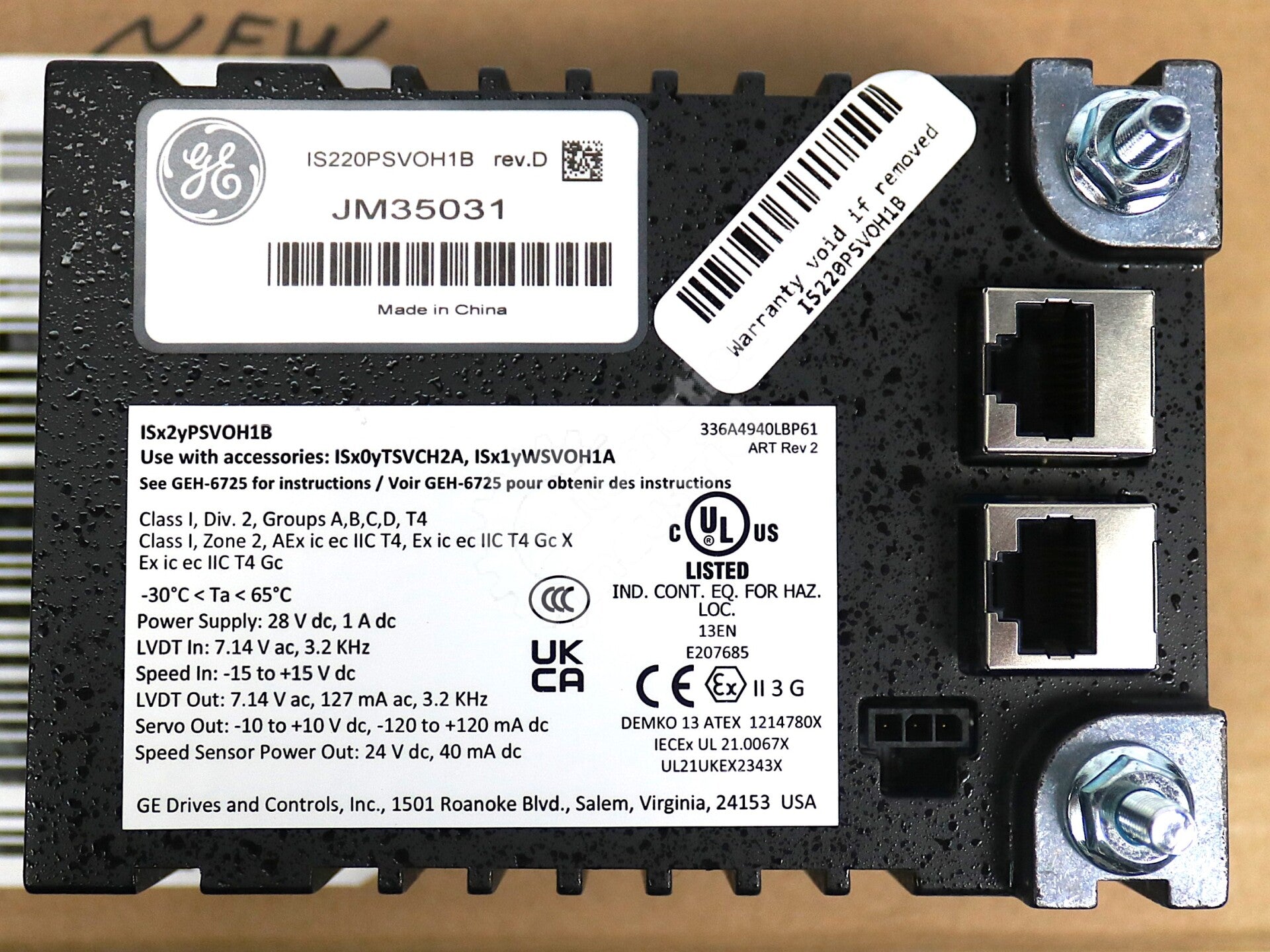 IS220PSVOH1B By General Electric Servo I/O Control Module NSFP