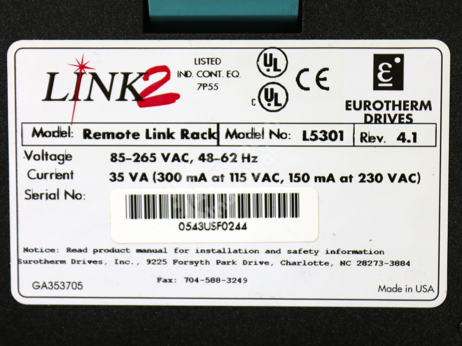 L5301 By Parker Eurotherm Remote LinkRack LinkStation