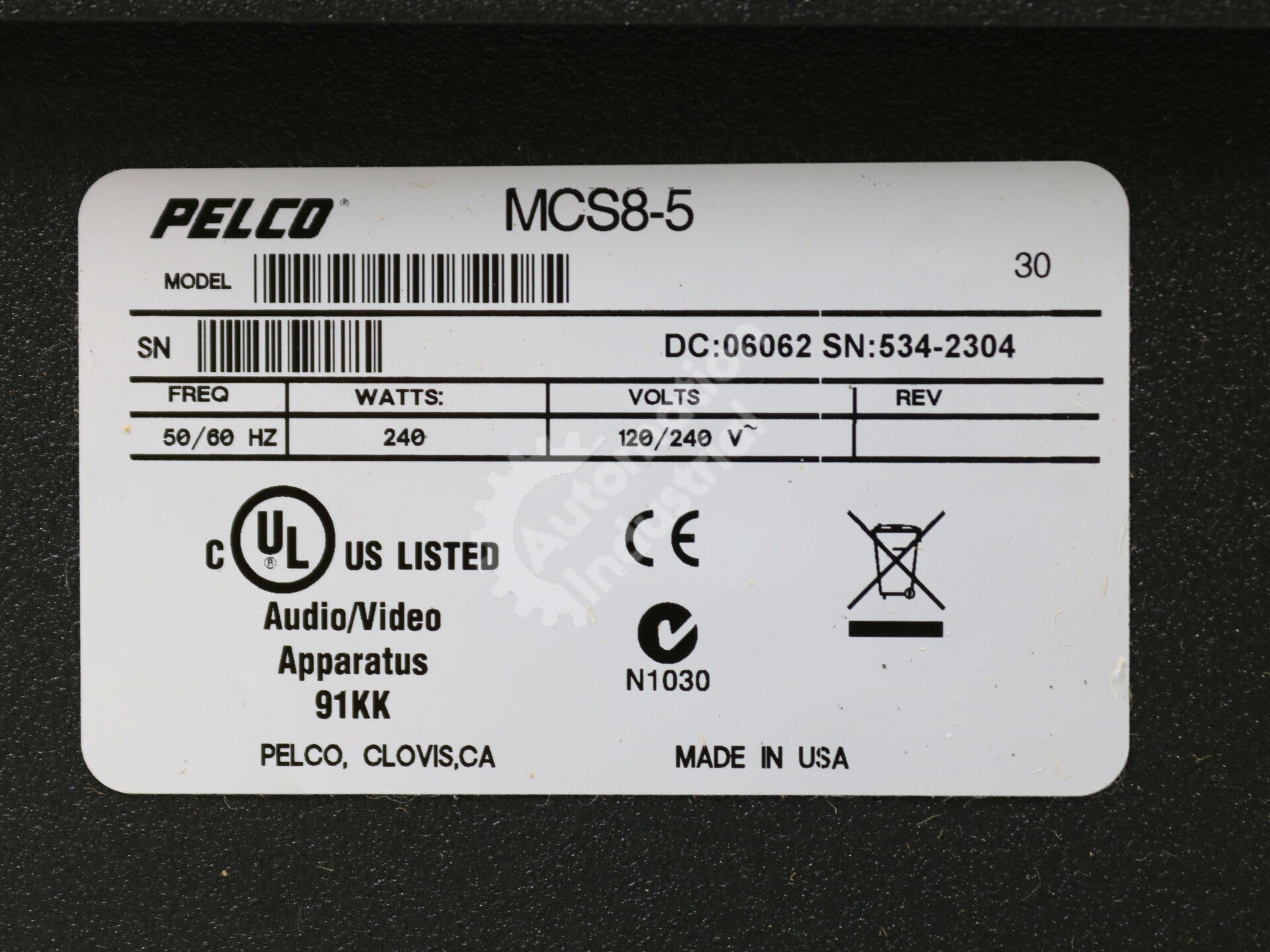MCS8-5 By Pelco 5A 240VAC Master Camera Power Supply Module NSFP