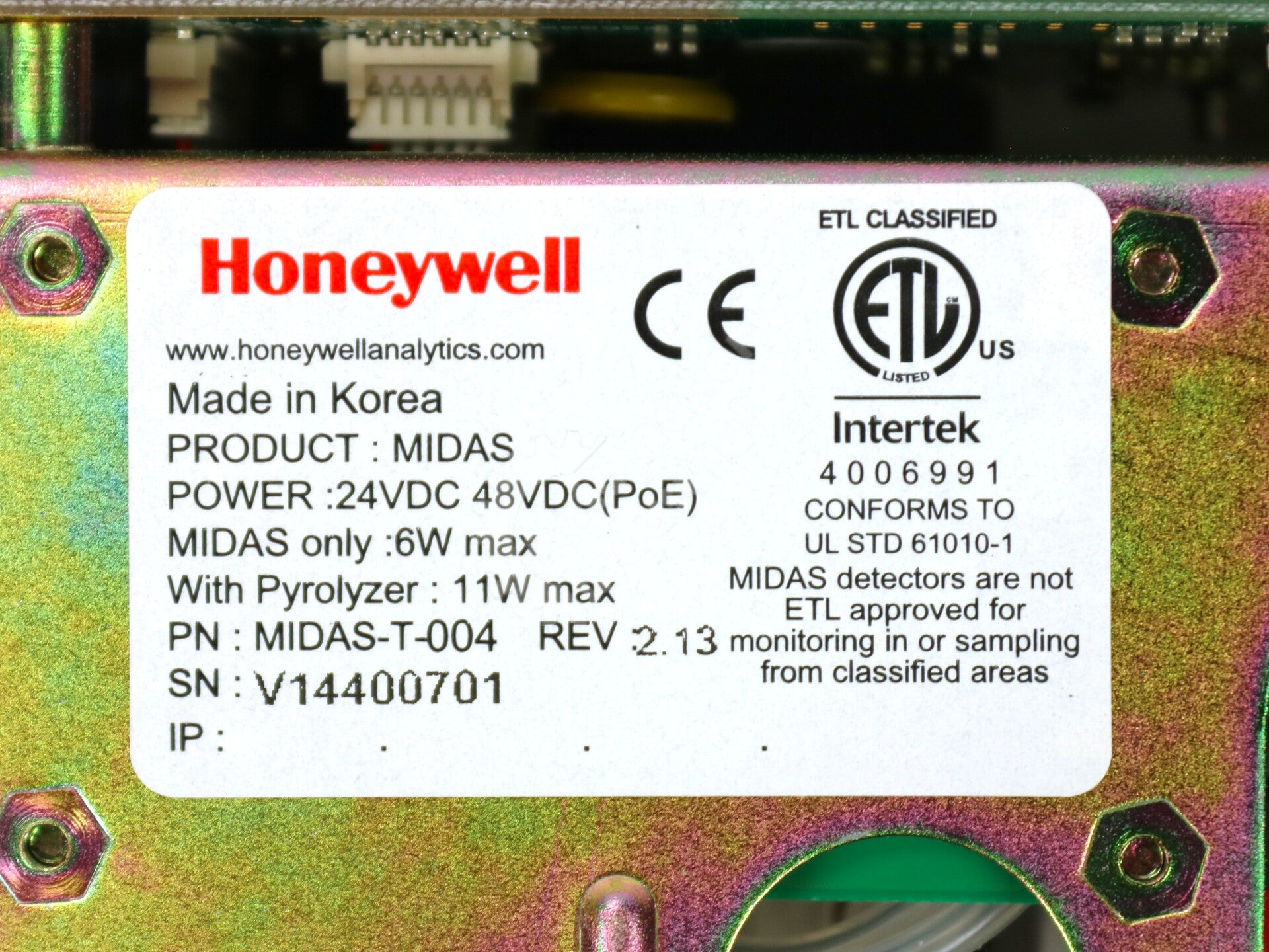 MIDAS-T-004 By Honeywell Gas Monitoring Transmitter NSFP