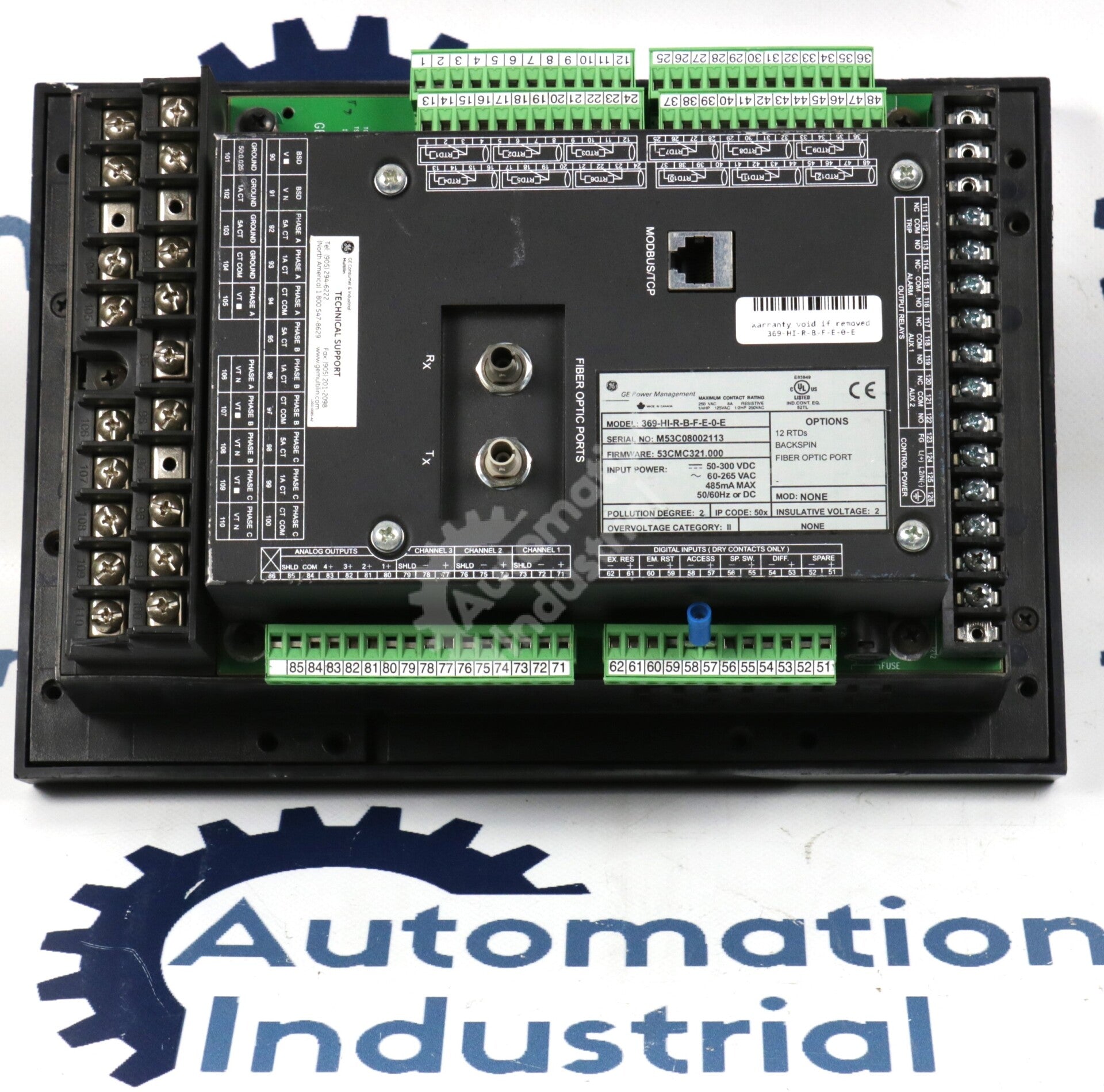 369-HI-R-B-F-E-0-E By GE Multilin Motor Management Relay