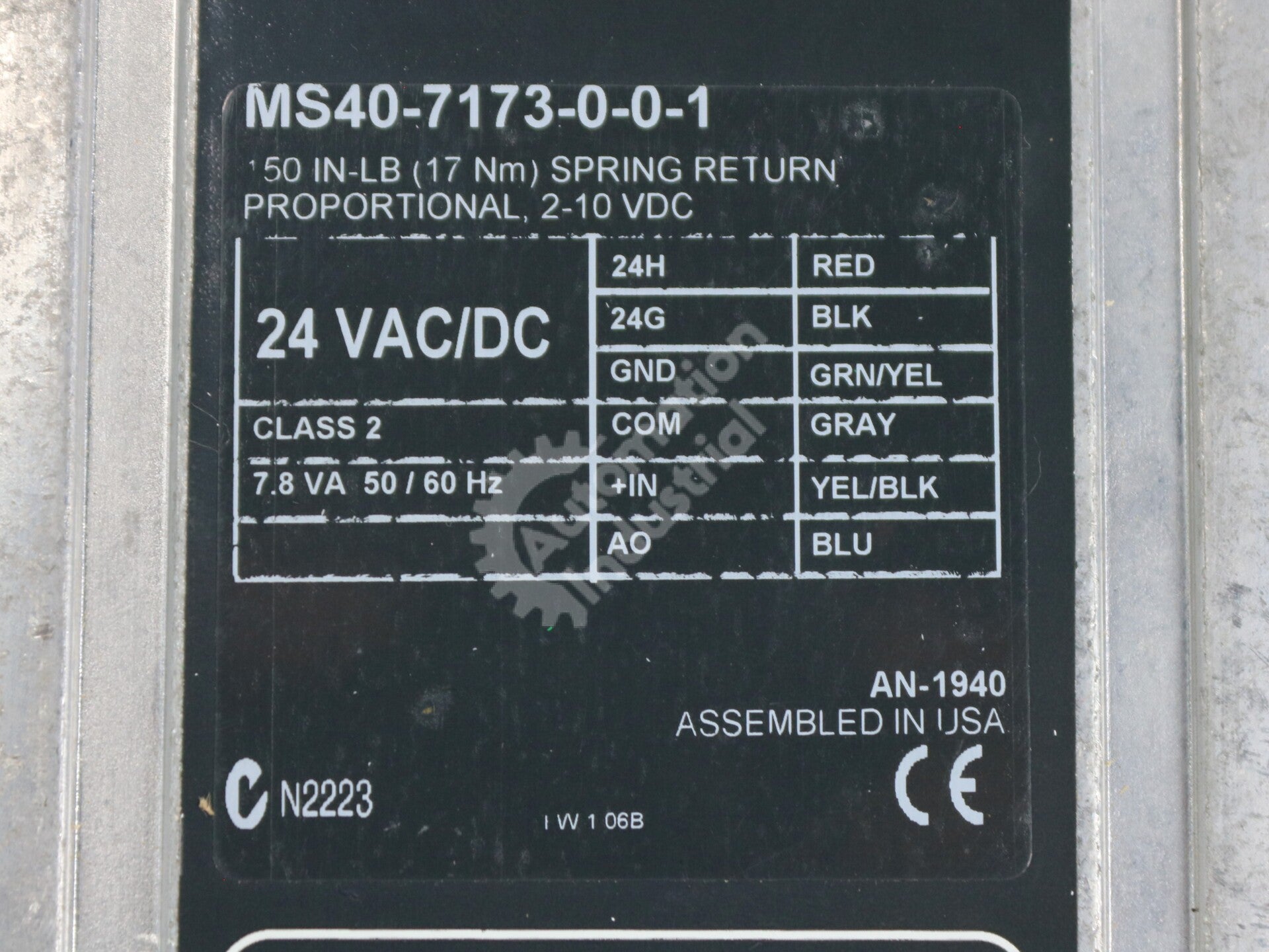 MS40-7173-0-0-1 By Schneider Electric 17Nm Spring Proportional Actuator NSFP
