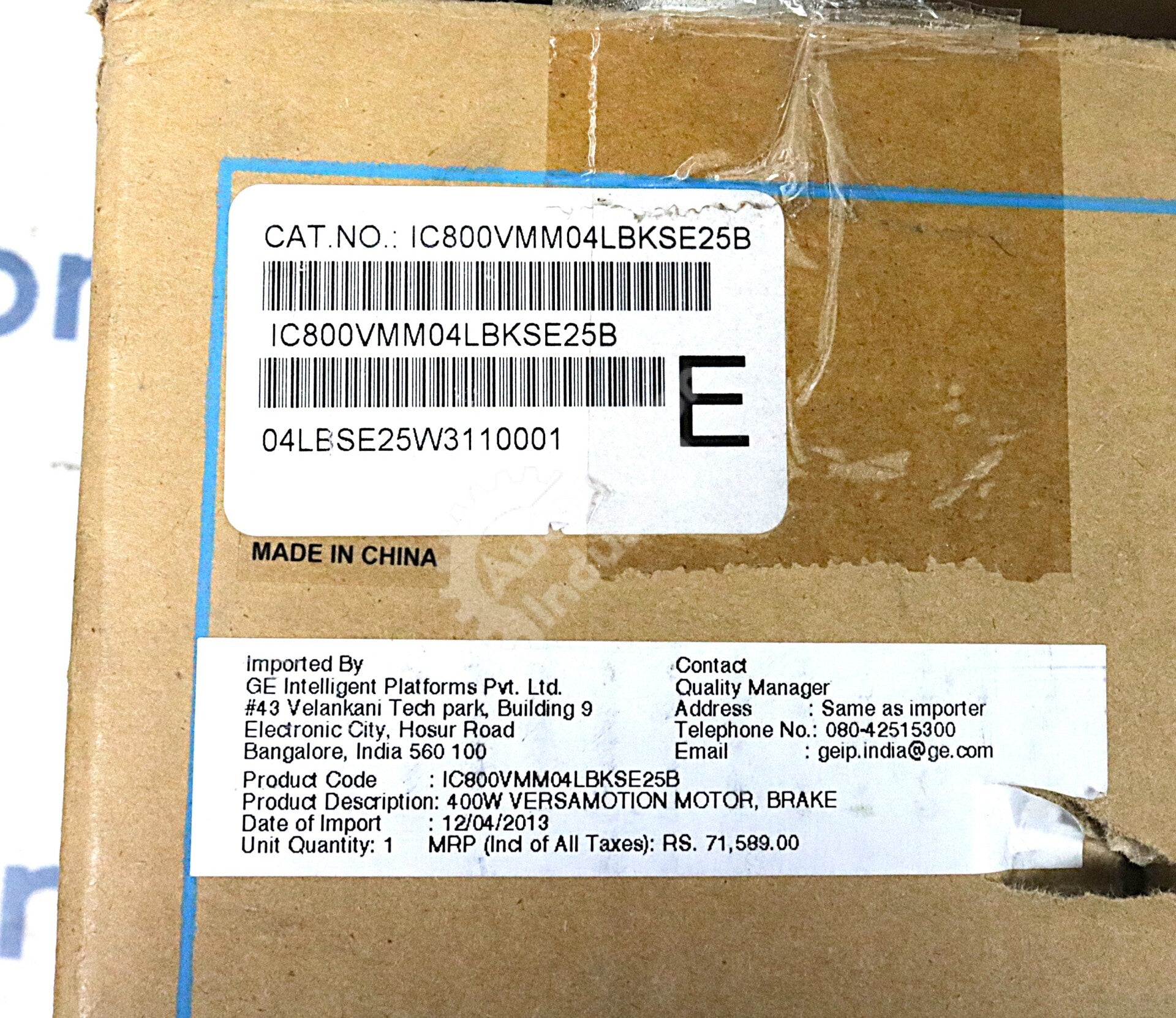 IC800VMM04LBKSE25 By GE Fanuc IC800VMM04LBKSE25B  VersaMotion Servo Motor NSFP