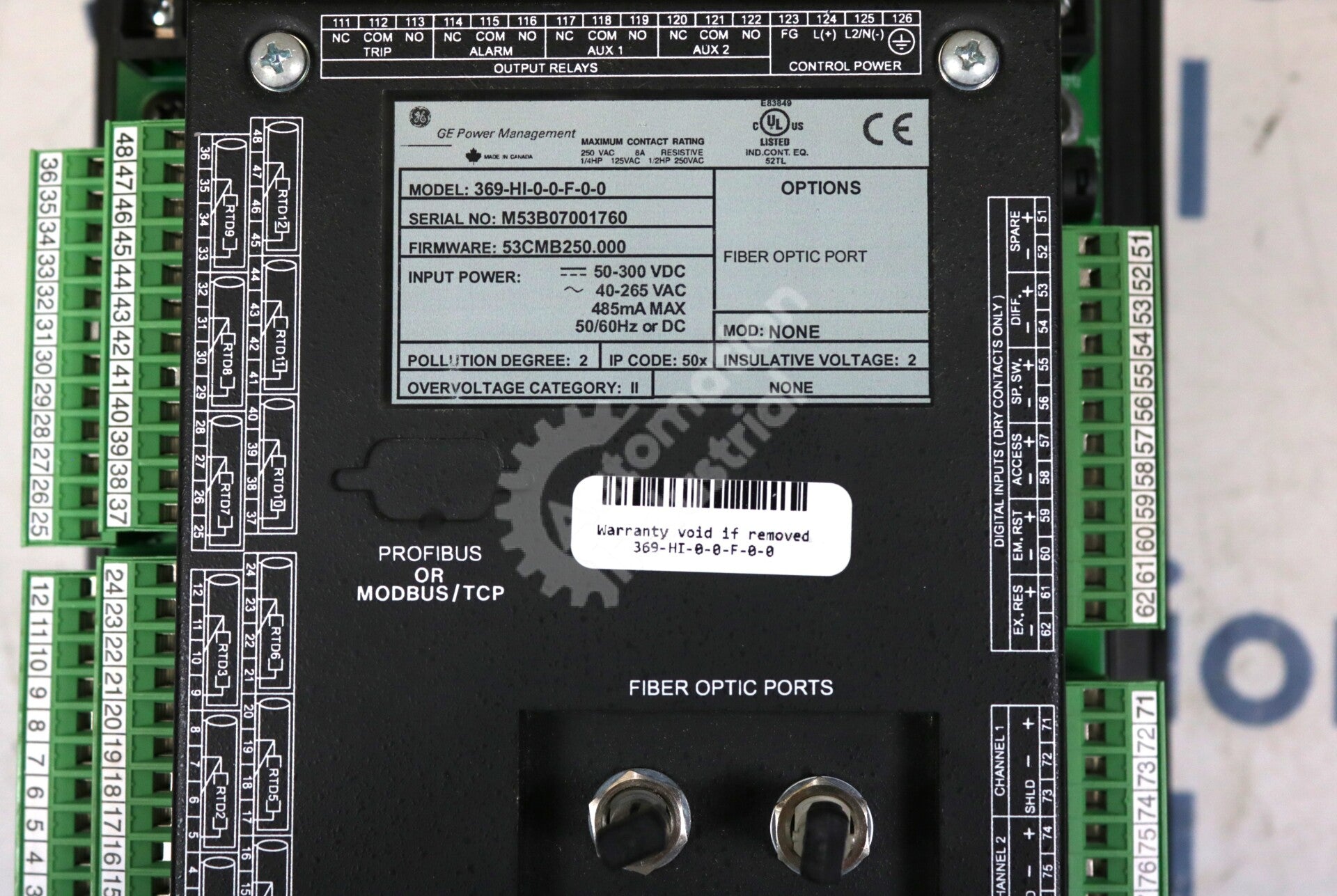 369-HI-0-0-F-0-0 By GE Multilin 369 Motor Management Relay NSFP