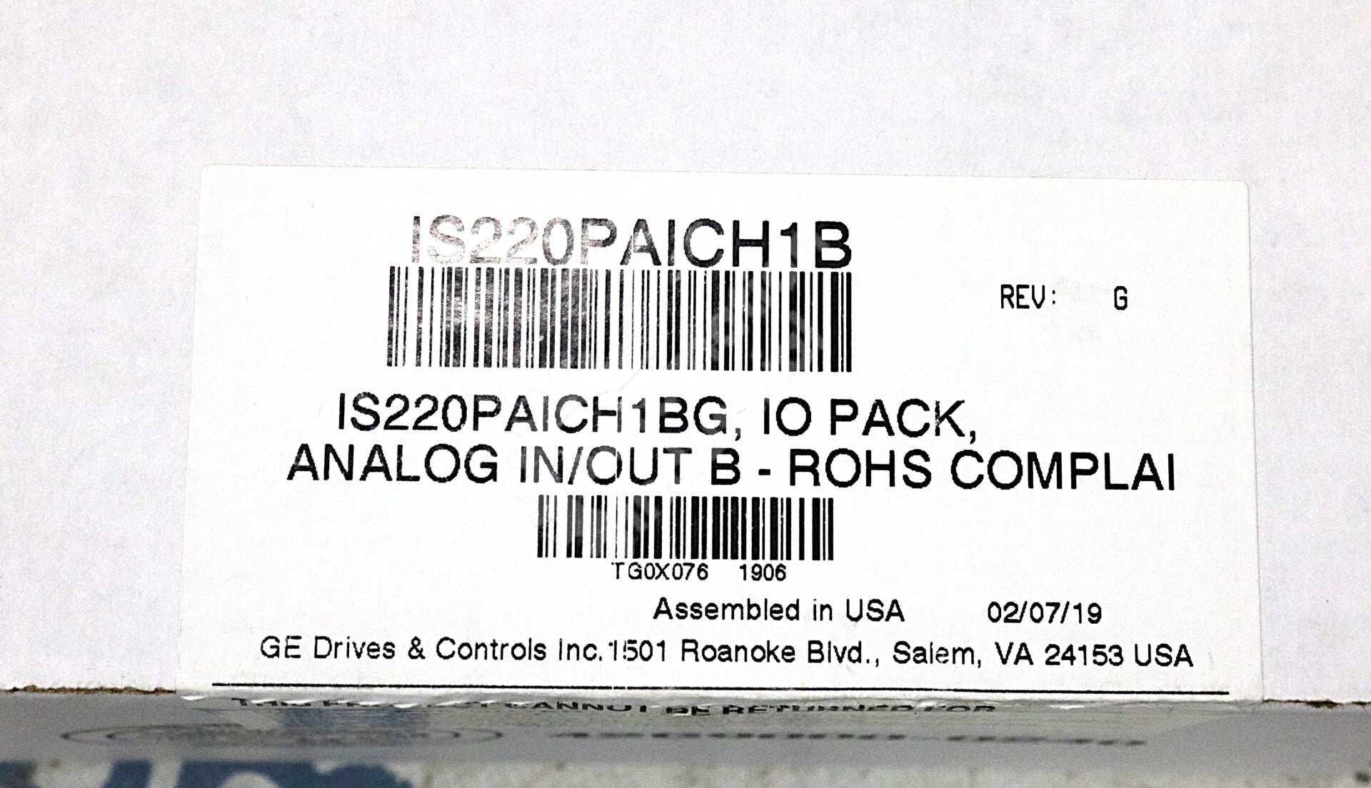 IS220PAICH1B By General Electric 28VDC .49Amp Analog Input/Output Module NSFP