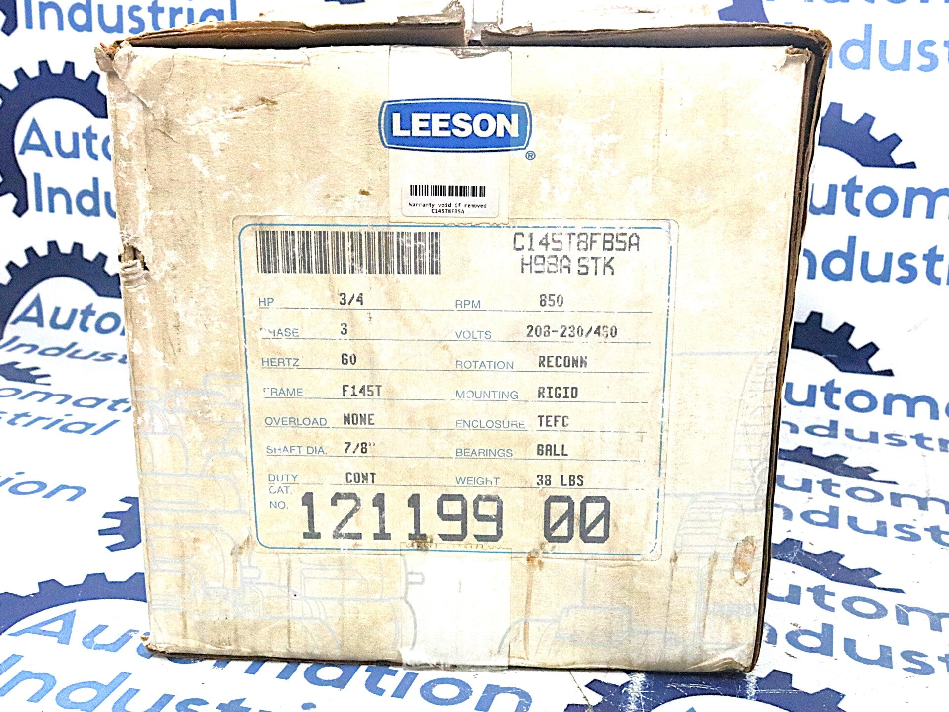 C145T8FB5A By Leeson 121199.00 460V 60Hz 850RPM General-Purpose AC Motor NSFP