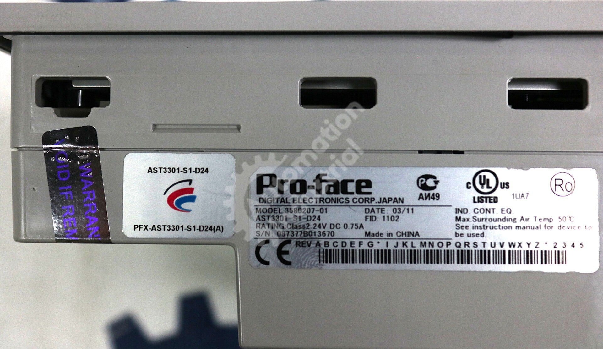AST3301-S1-D24 By Proface 3580207-01 24VDC 5In Display Operator Interface NSFP