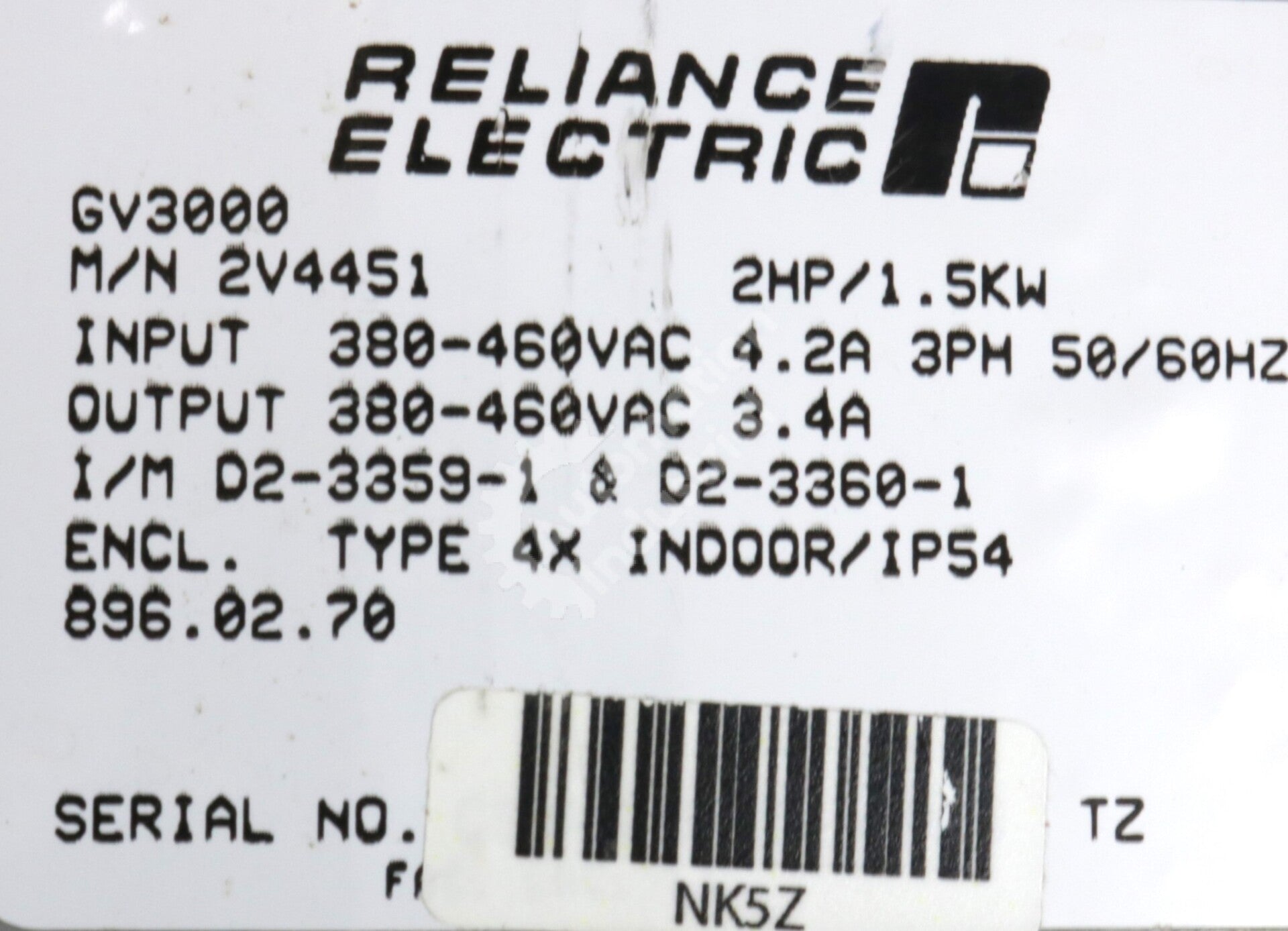 2V4451 BY Reliance Electric GV3000 AC Drive New Surplus No Box