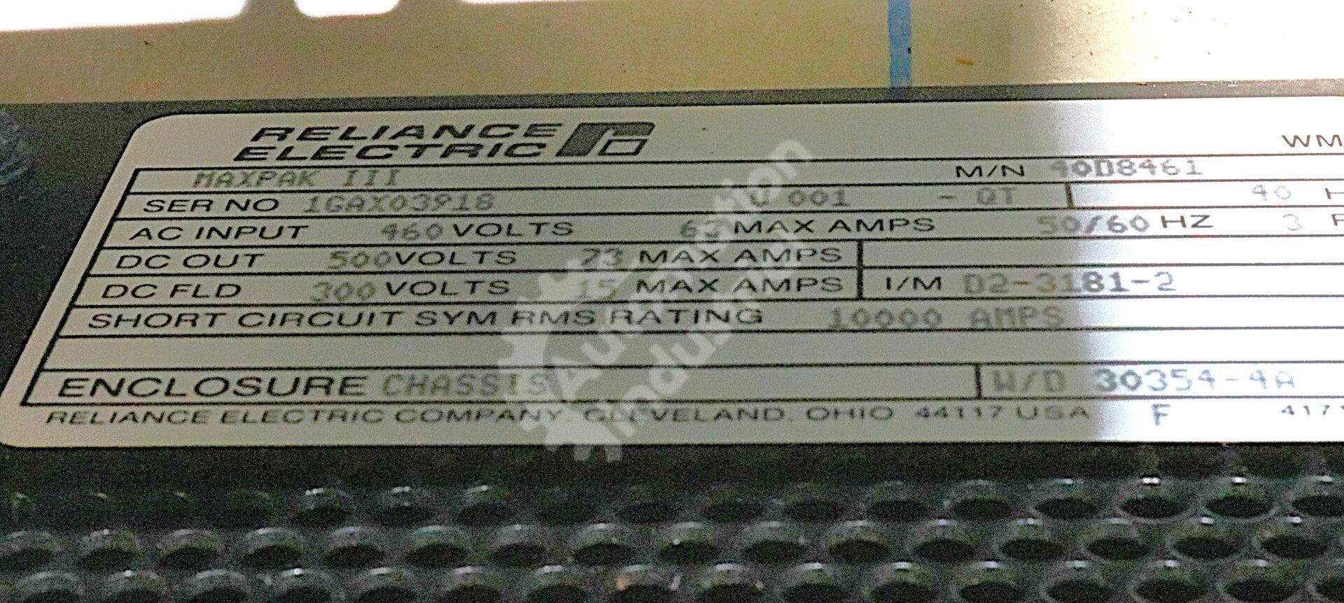 40D8461 By Reliance Electric 63AMP 460VMaxPak III NSFP