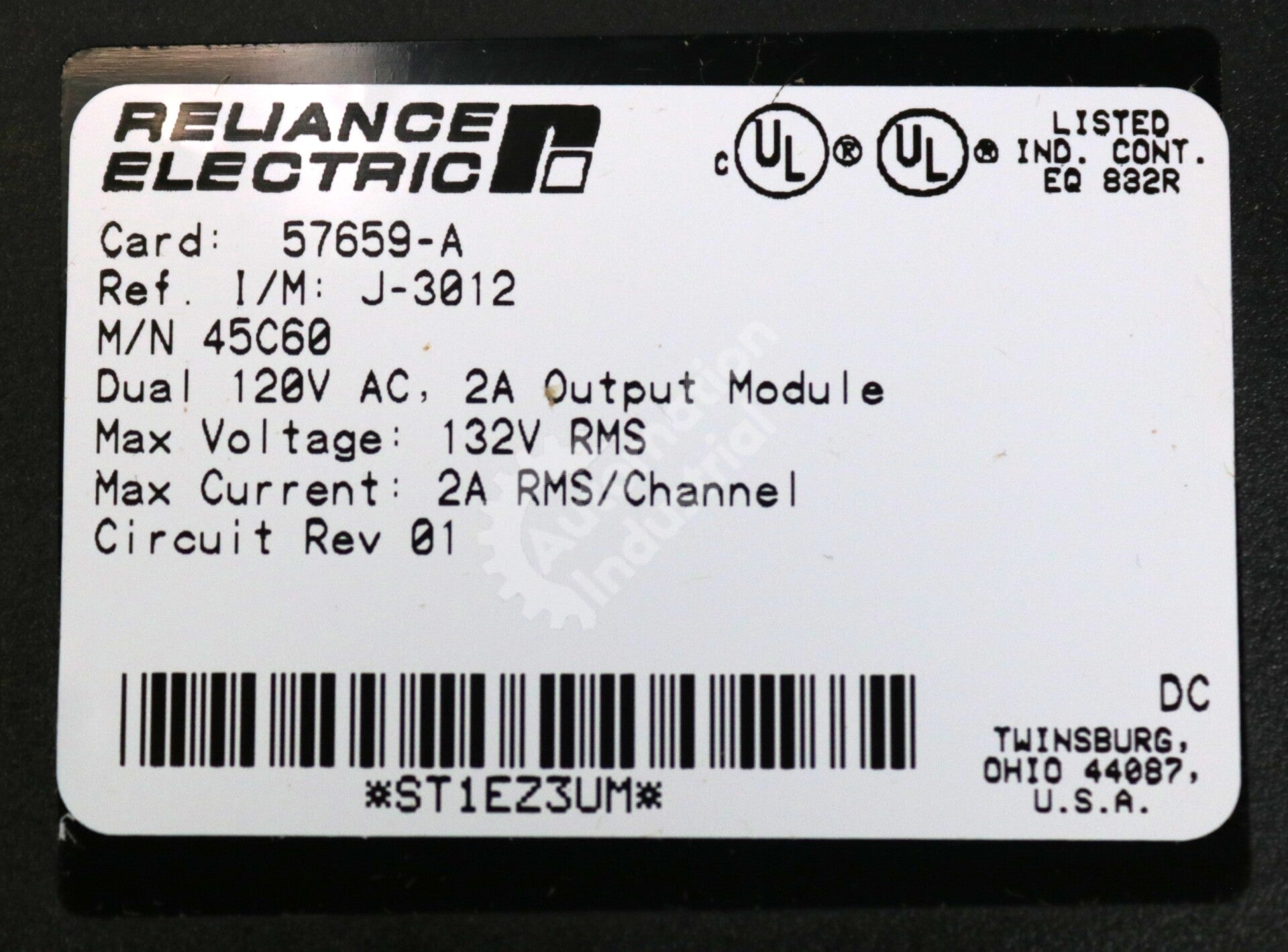 45C60 By Reliance Electric Dual 115V AC, 2A Output Module AutoMate NSFP