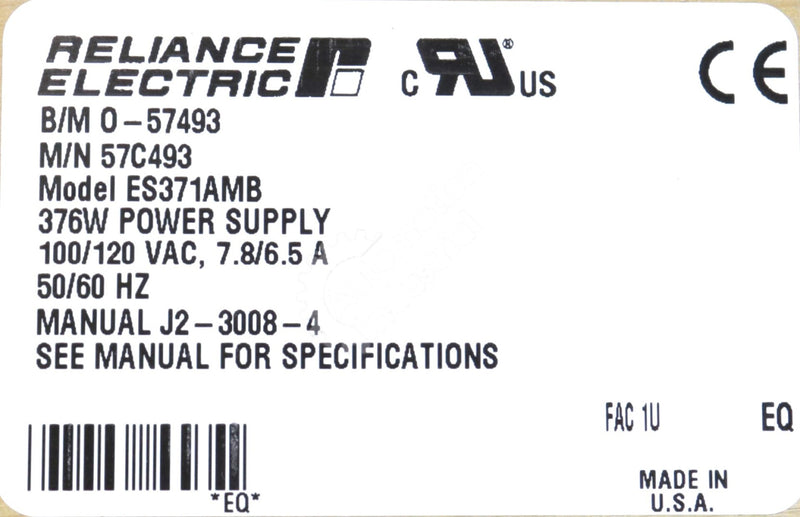 57C493 By Reliance Electric 376W Power Supply NSFP AutoMax