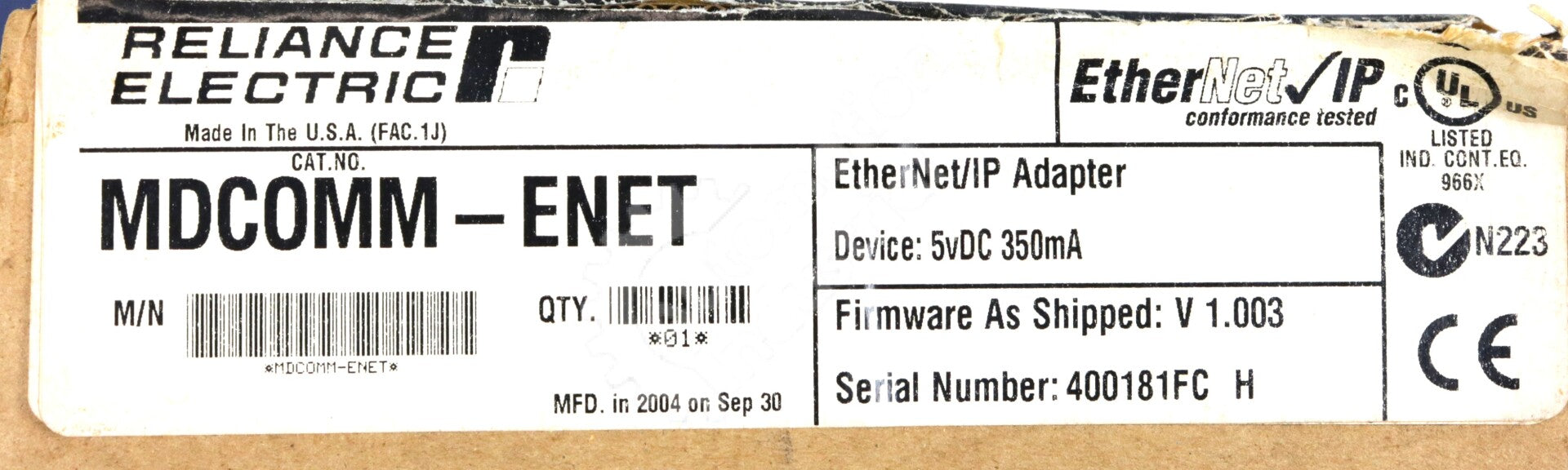 MDCOMM-ENET By Reliance Electric Ethernet/IP COMM Card NSFP MD65